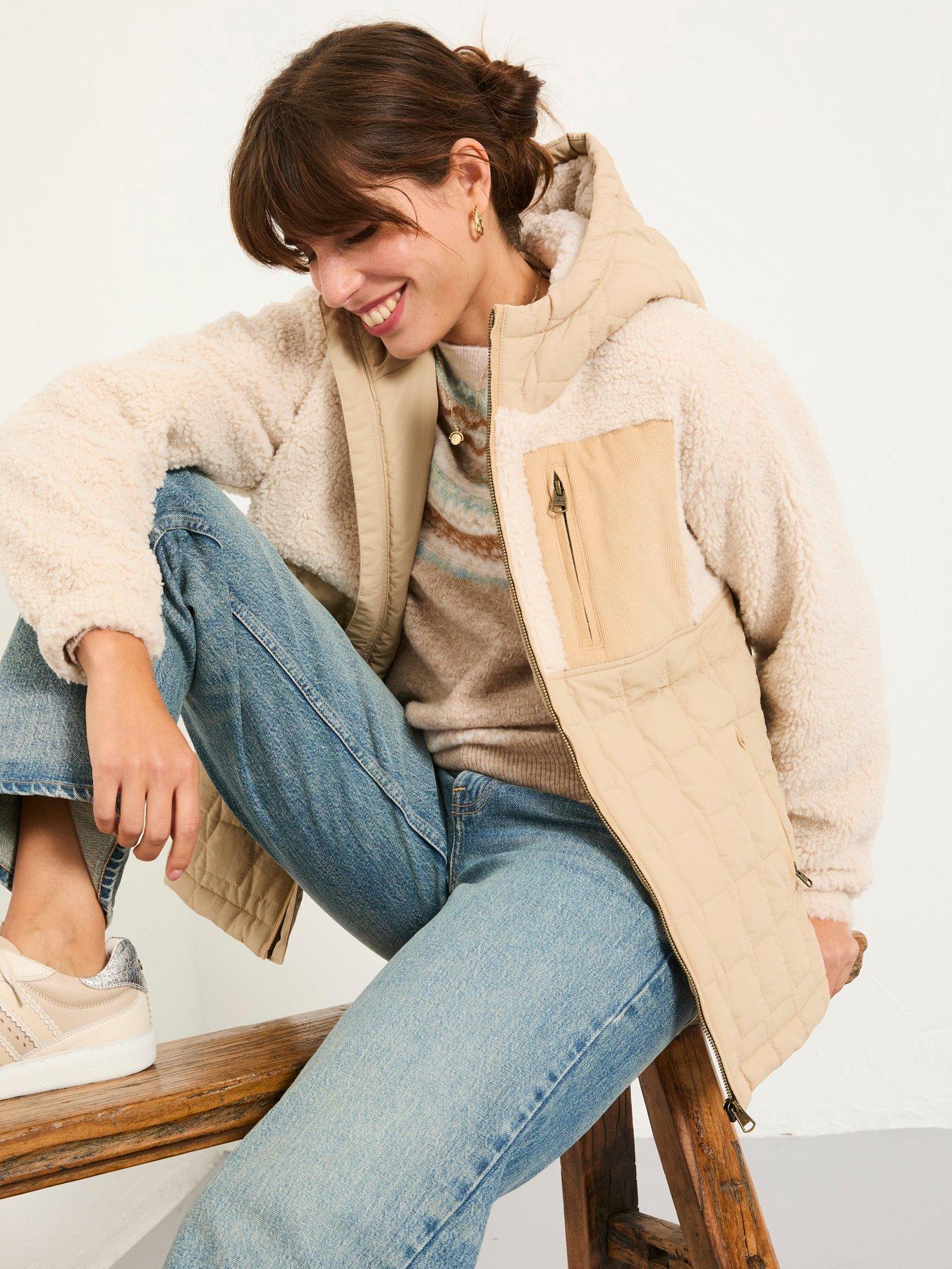 Fatface Fleece Coat - Honey/Ivory