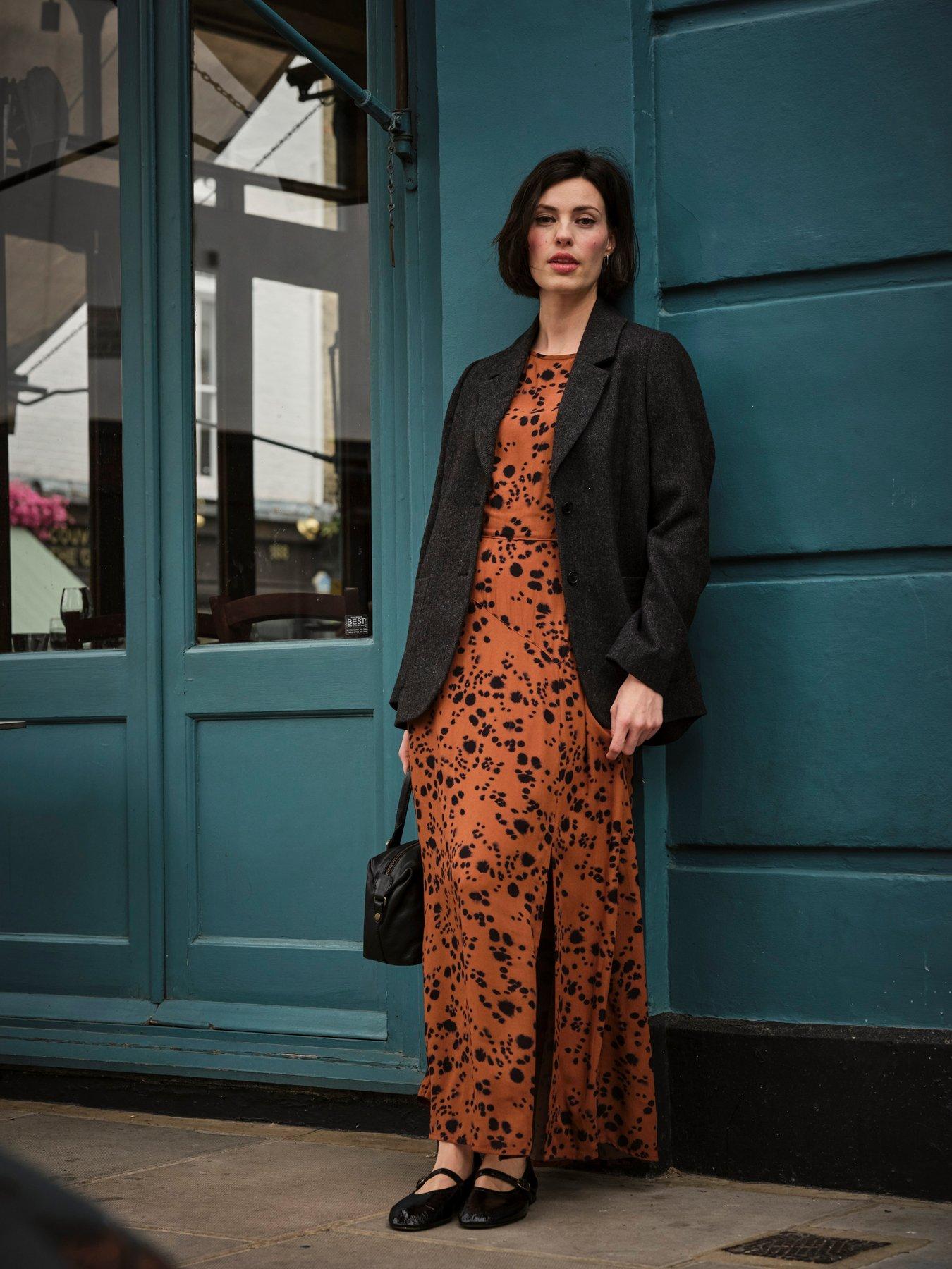 Image 6 of 6 of FatFace Winona Animal Midi Dress - Tan Brown