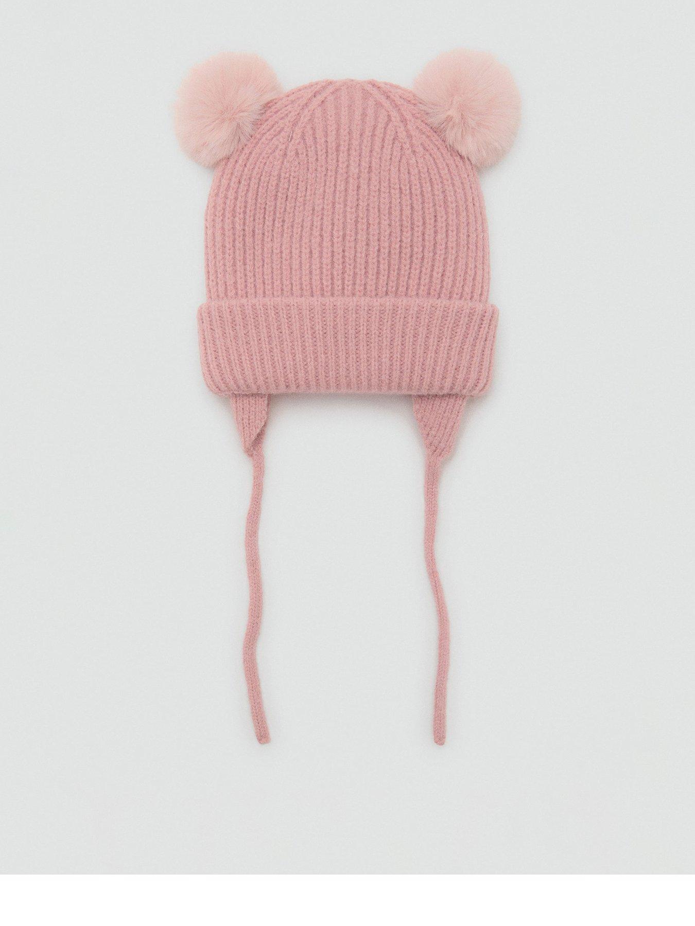 Mango Younger Girls Knitted Pom Pom Hat - Pink