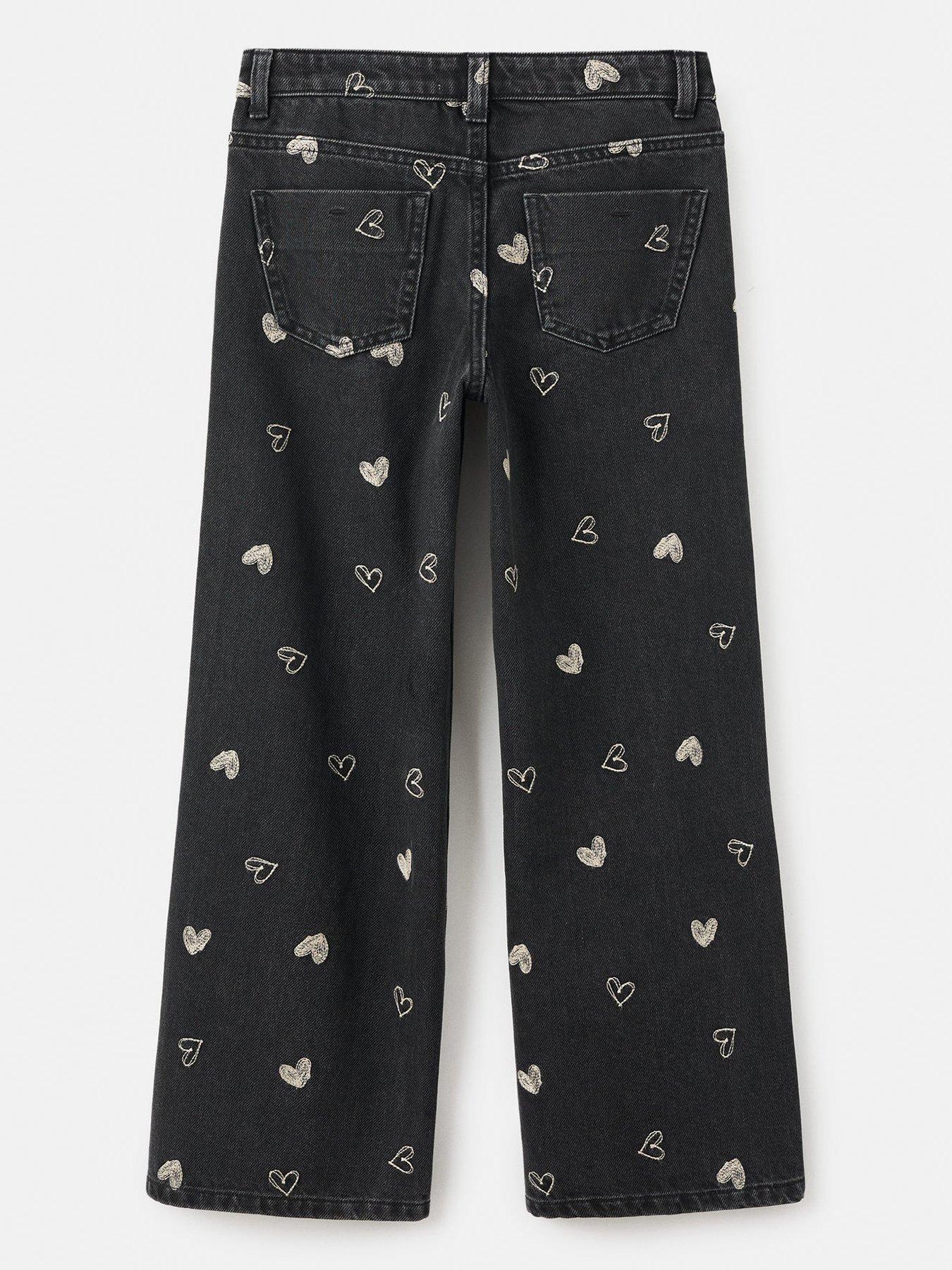Image 3 of 6 of Mango Girls Heart Print Jeans - Black