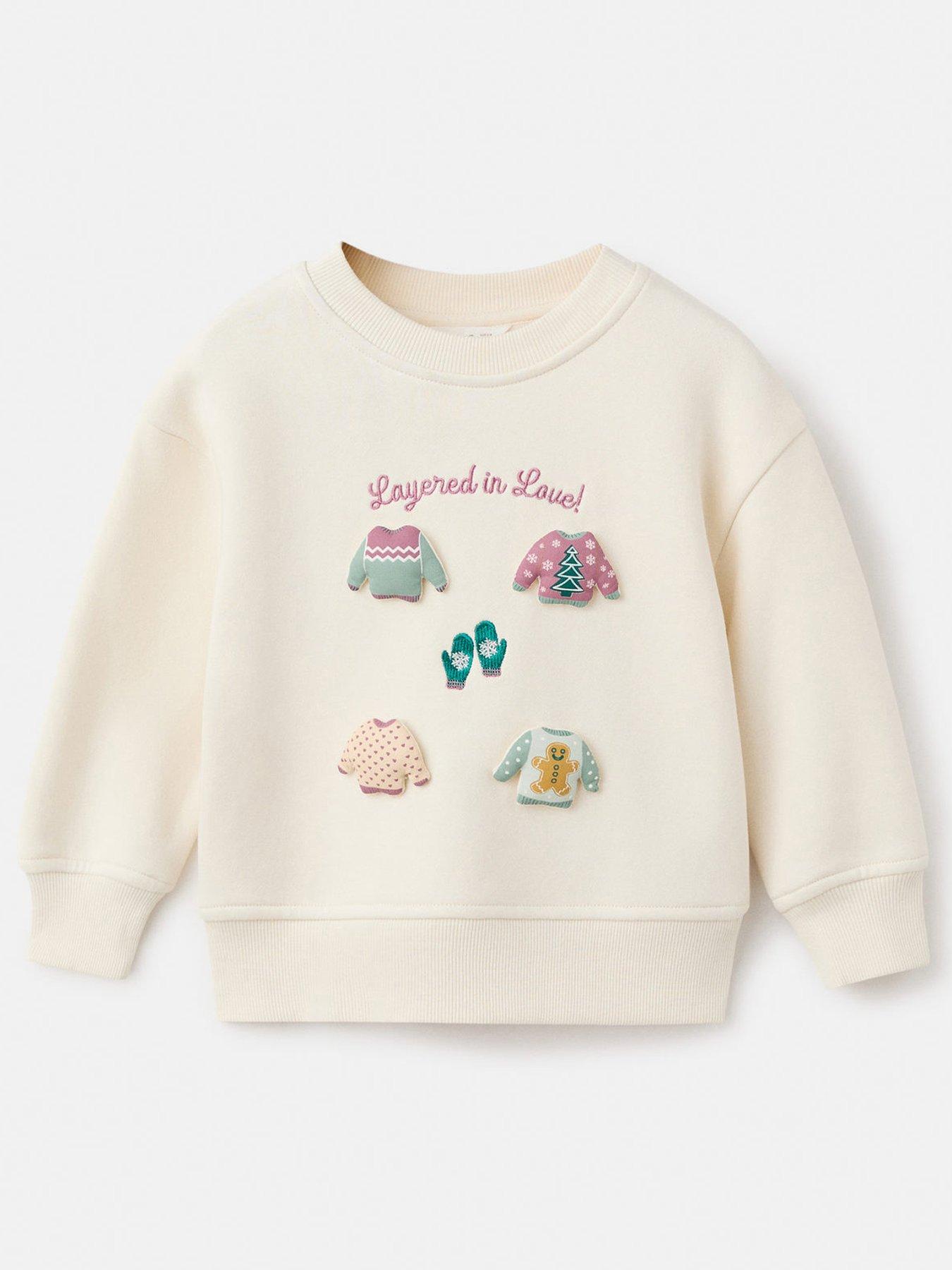 Image 1 of 4 of Mango Younger Girls Christmas Sweat - Cream