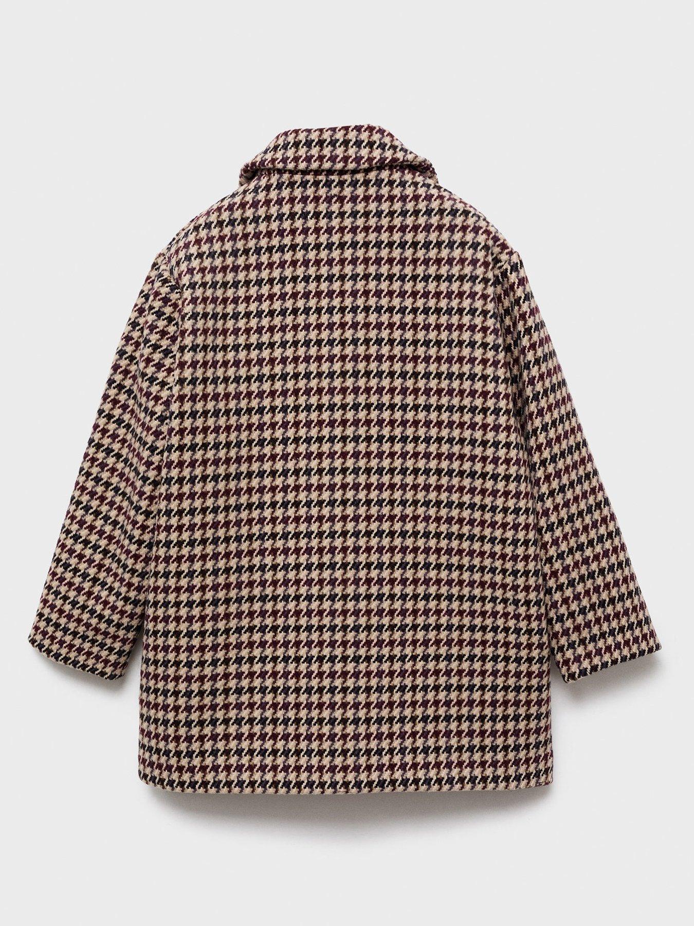 Image 3 of 5 of Mango Girls Dogtooth Coat - Dark Red