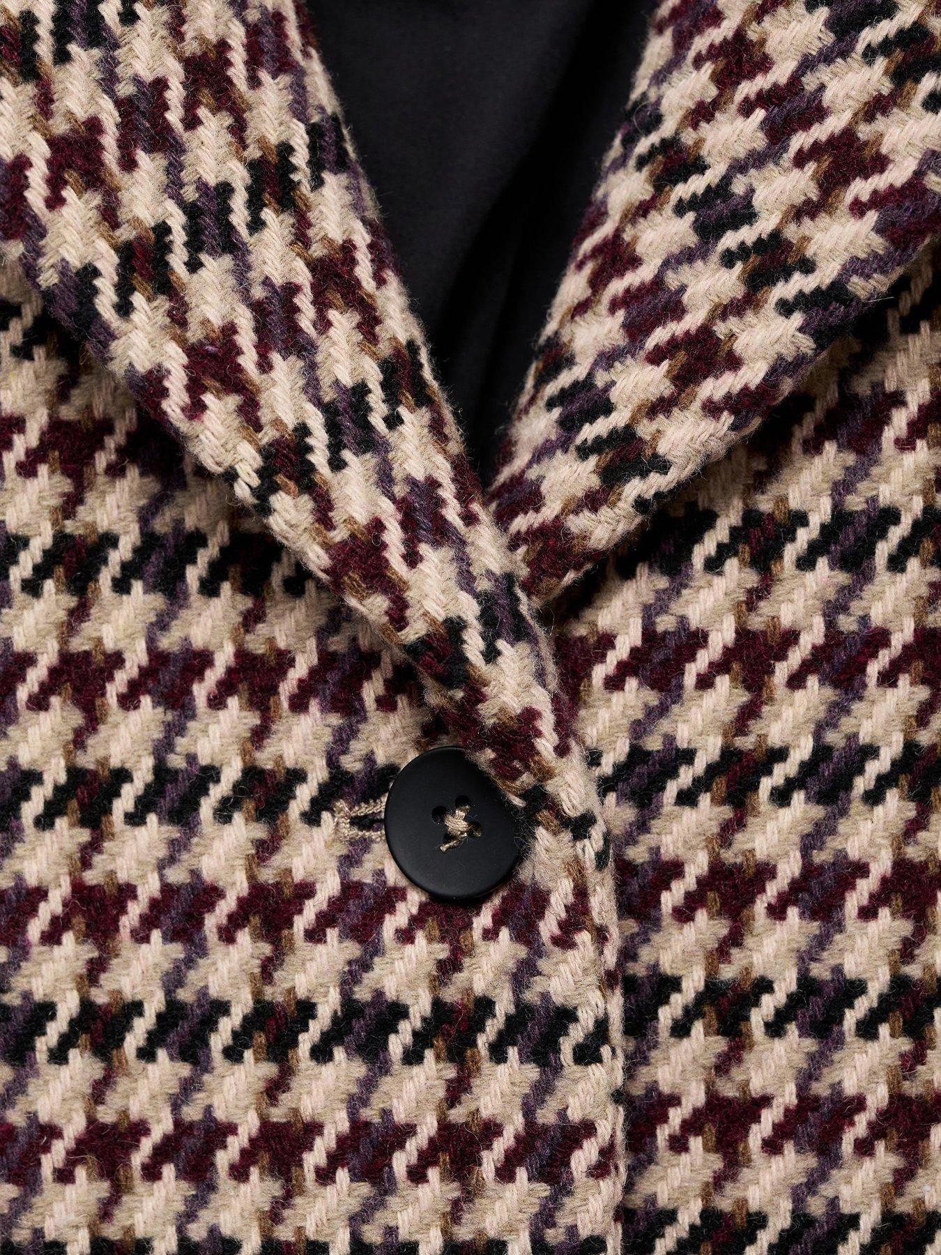 Image 4 of 5 of Mango Girls Dogtooth Coat - Dark Red
