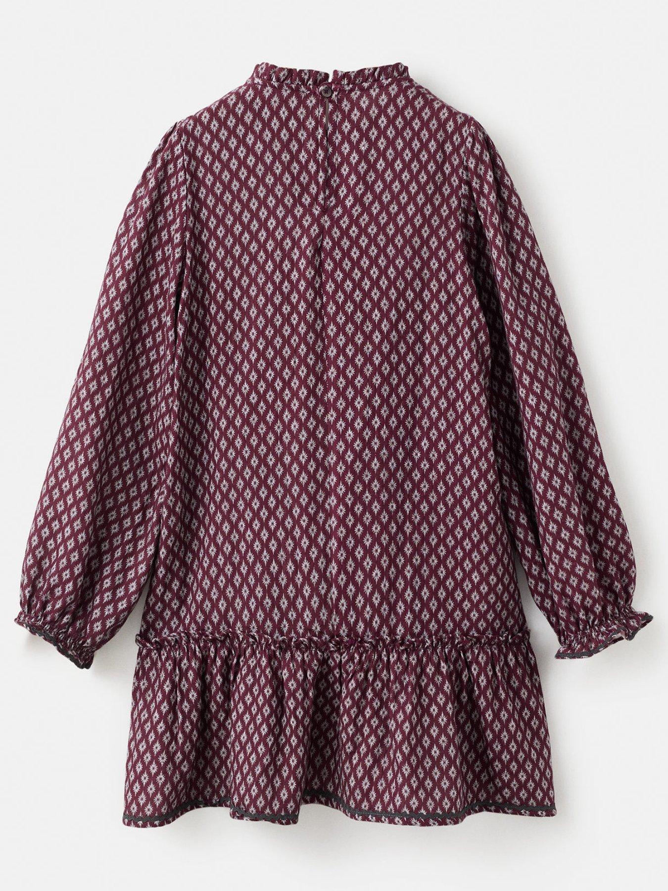 Image 3 of 5 of Mango Girls Long Sleeve Dress - Dark Red
