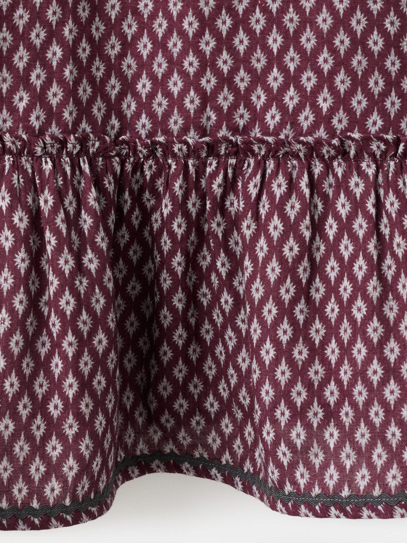Image 4 of 5 of Mango Girls Long Sleeve Dress - Dark Red