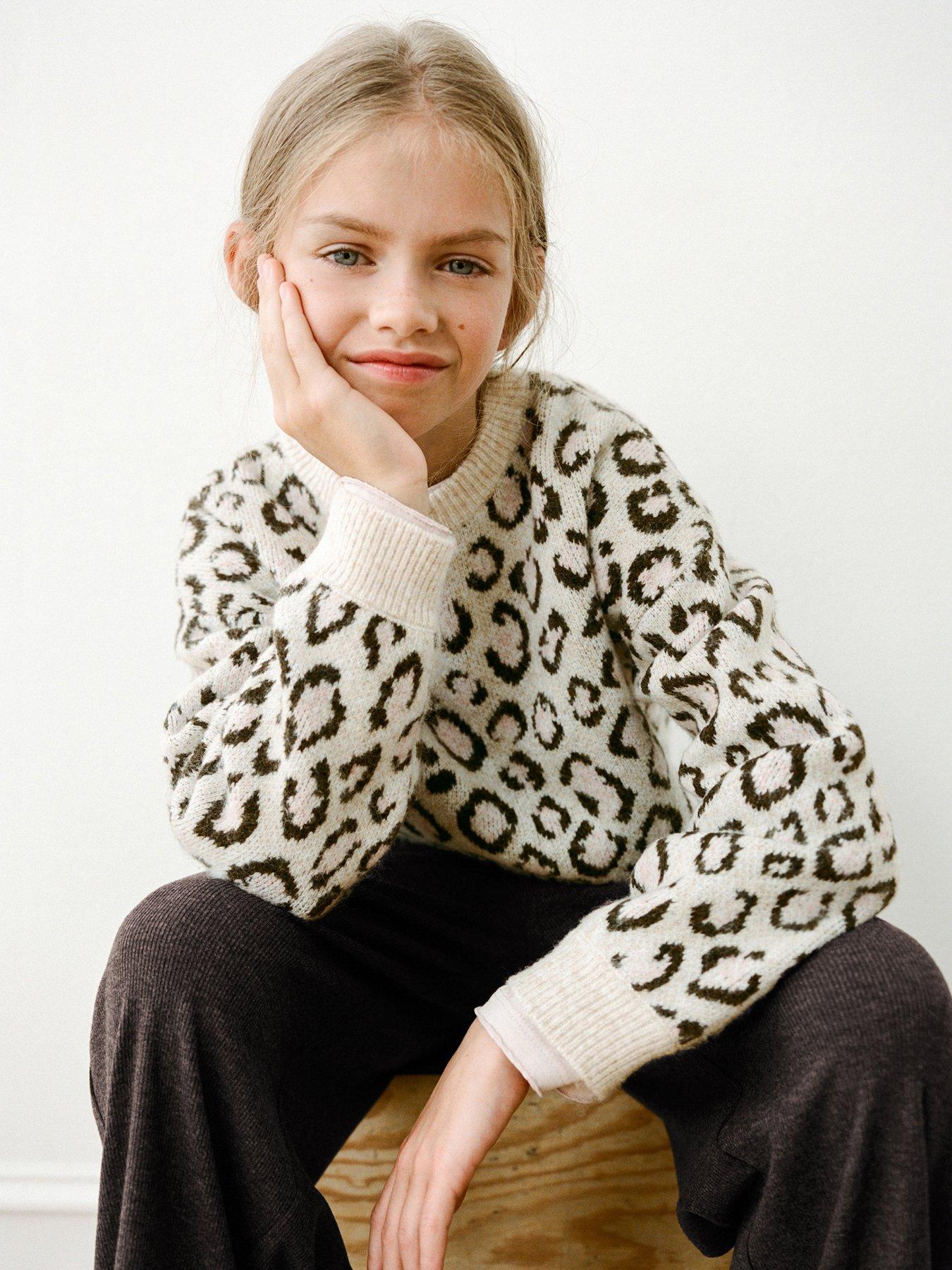 Mango Girls Leopard Jumper - Beige