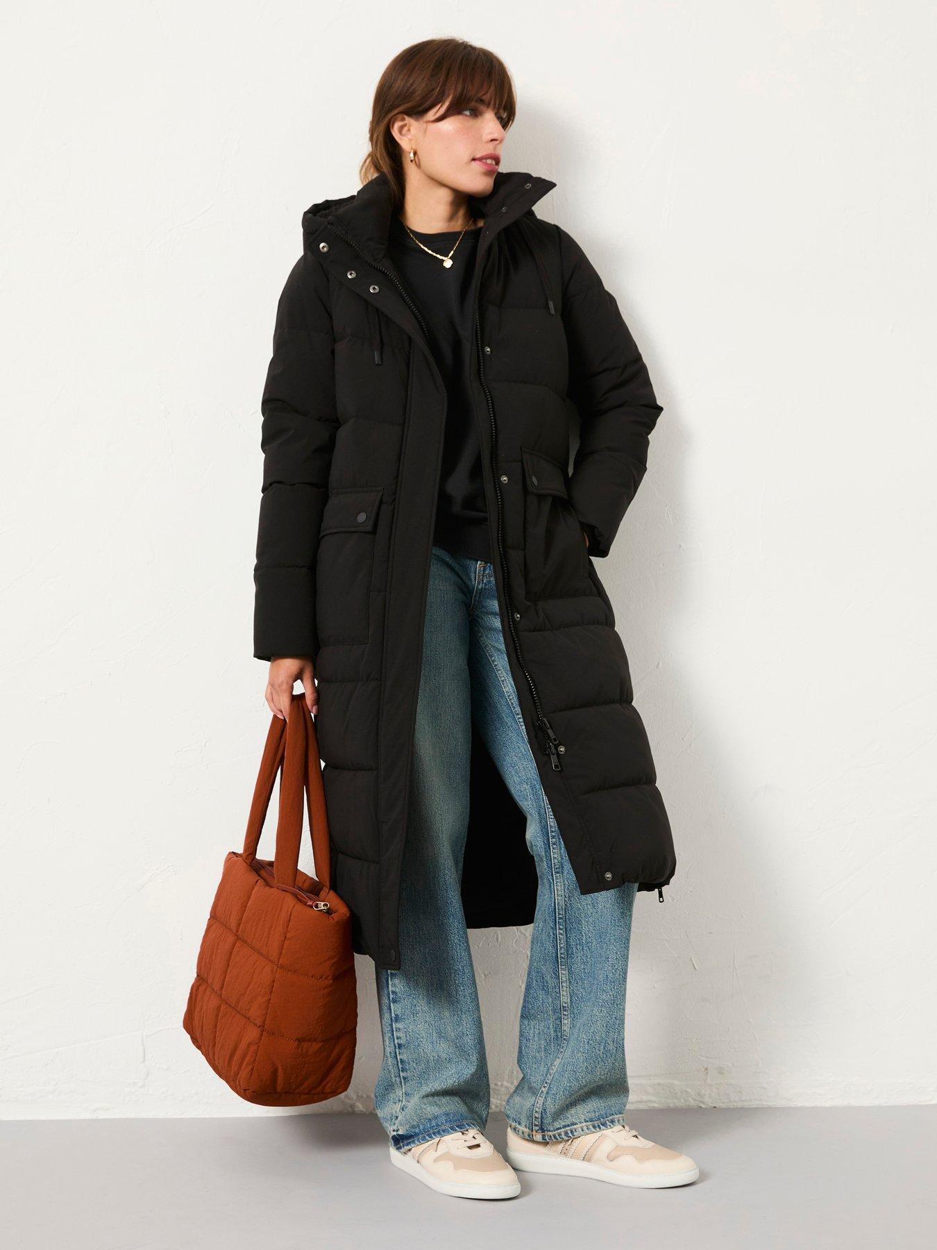 Image 1 of 5 of FatFace Harley Long Padded Coat - Black