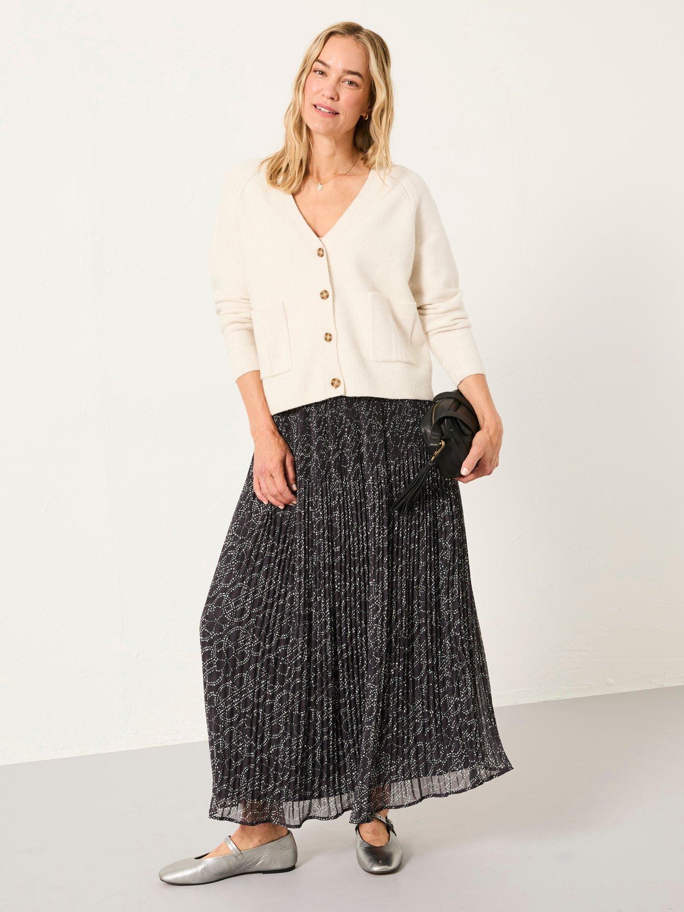 FatFace Paignton Floral Midi Skirt - Graphite Grey