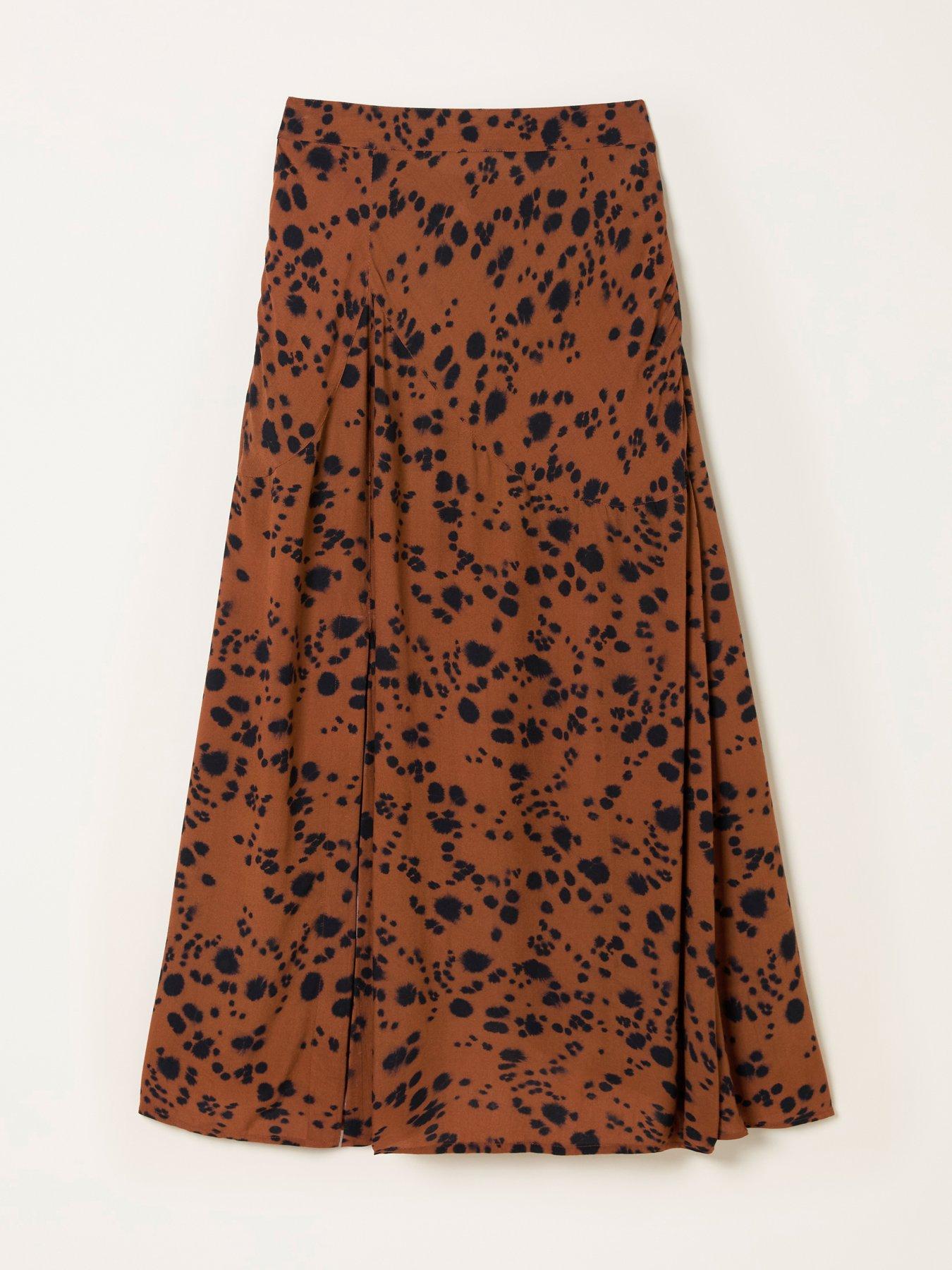 Image 6 of 6 of FatFace Skye Animal Print Midi Skirt - Tan Brown