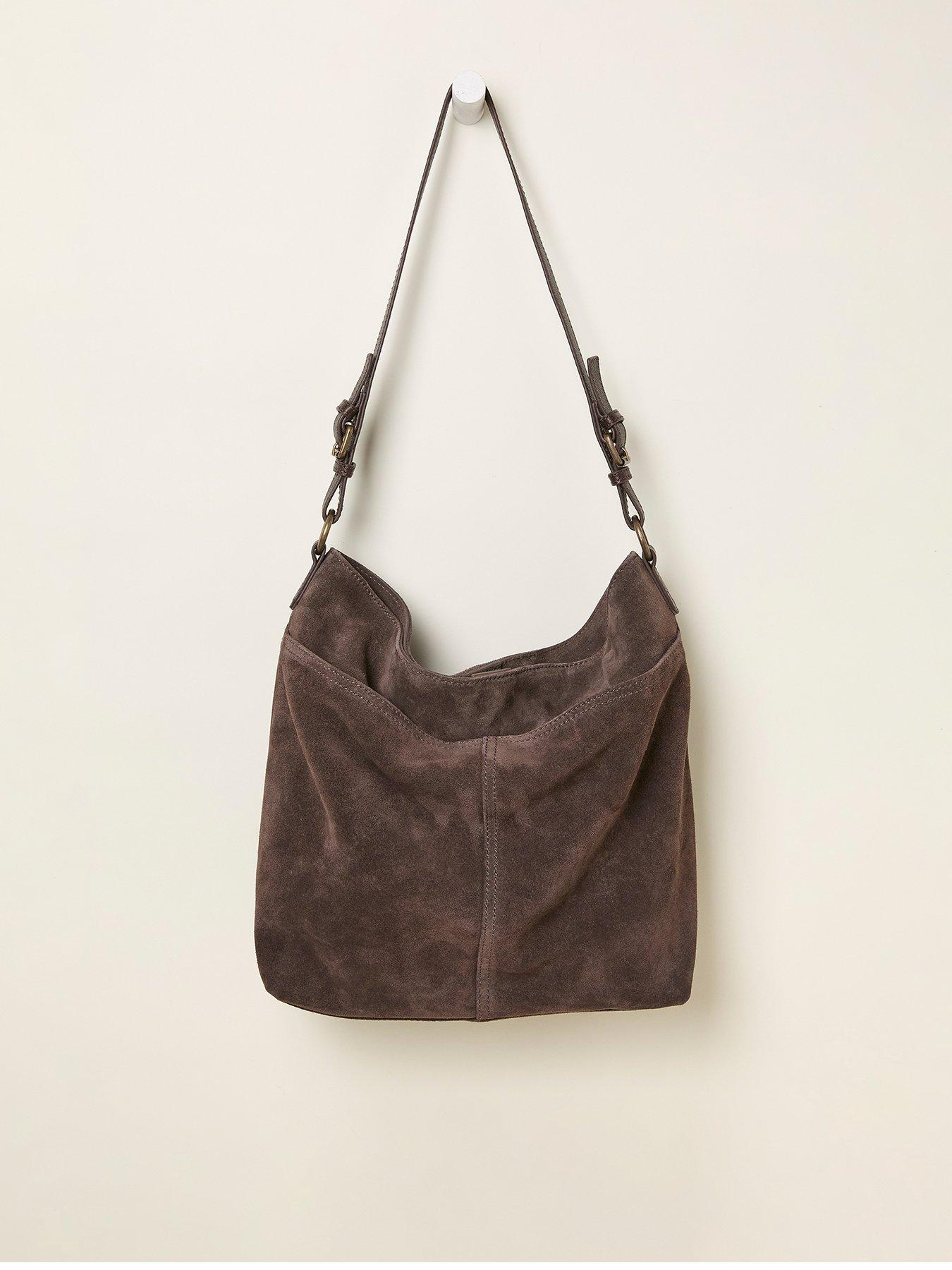 FatFace Molly Suede Buckle Bag - Chocolate Brown