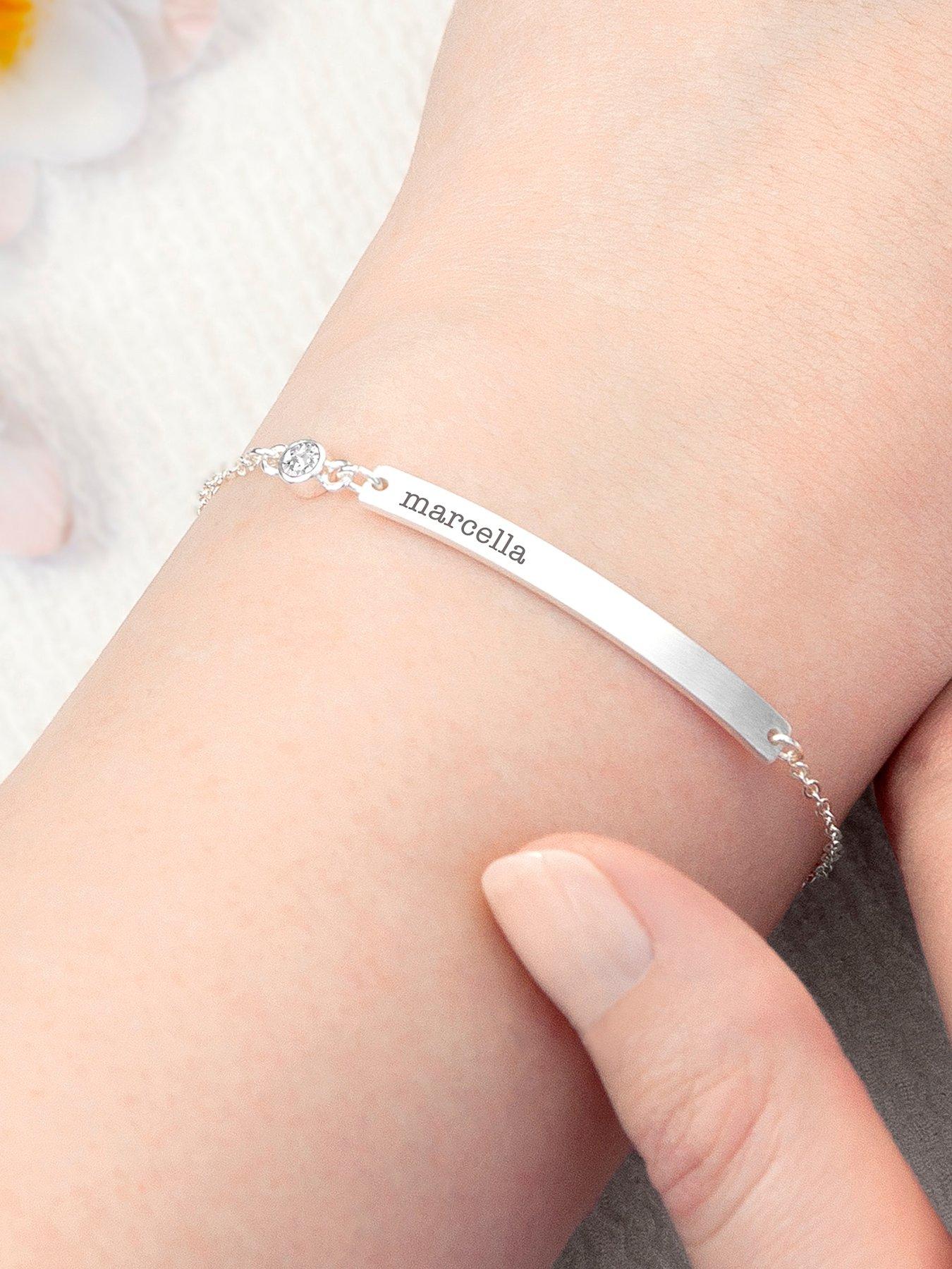 Treat Republic Personalised Silver Plated Birthstone Crystal Bracelet