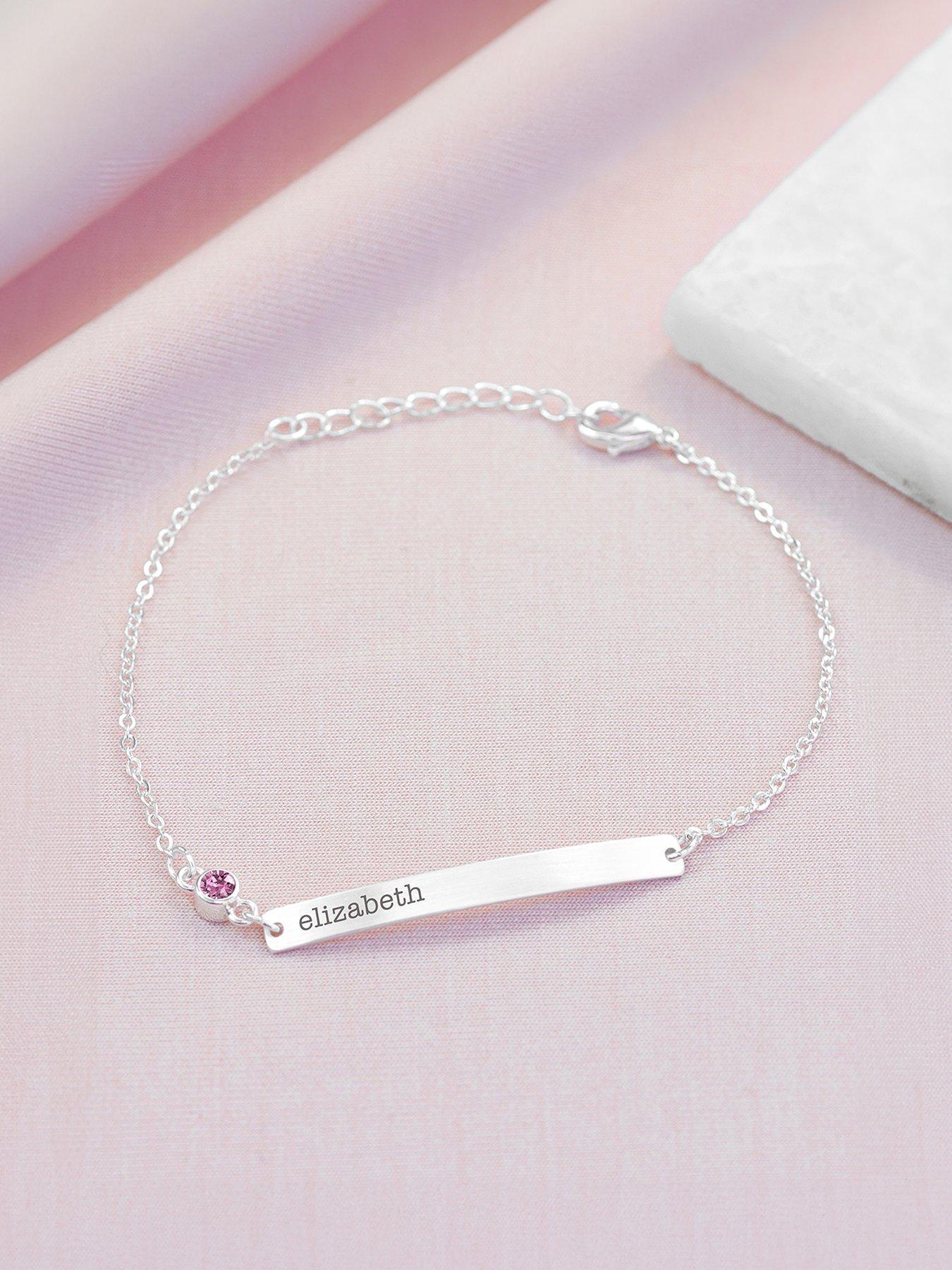 Treat Republic Personalised Silver Plated Birthstone Crystal Bracelet