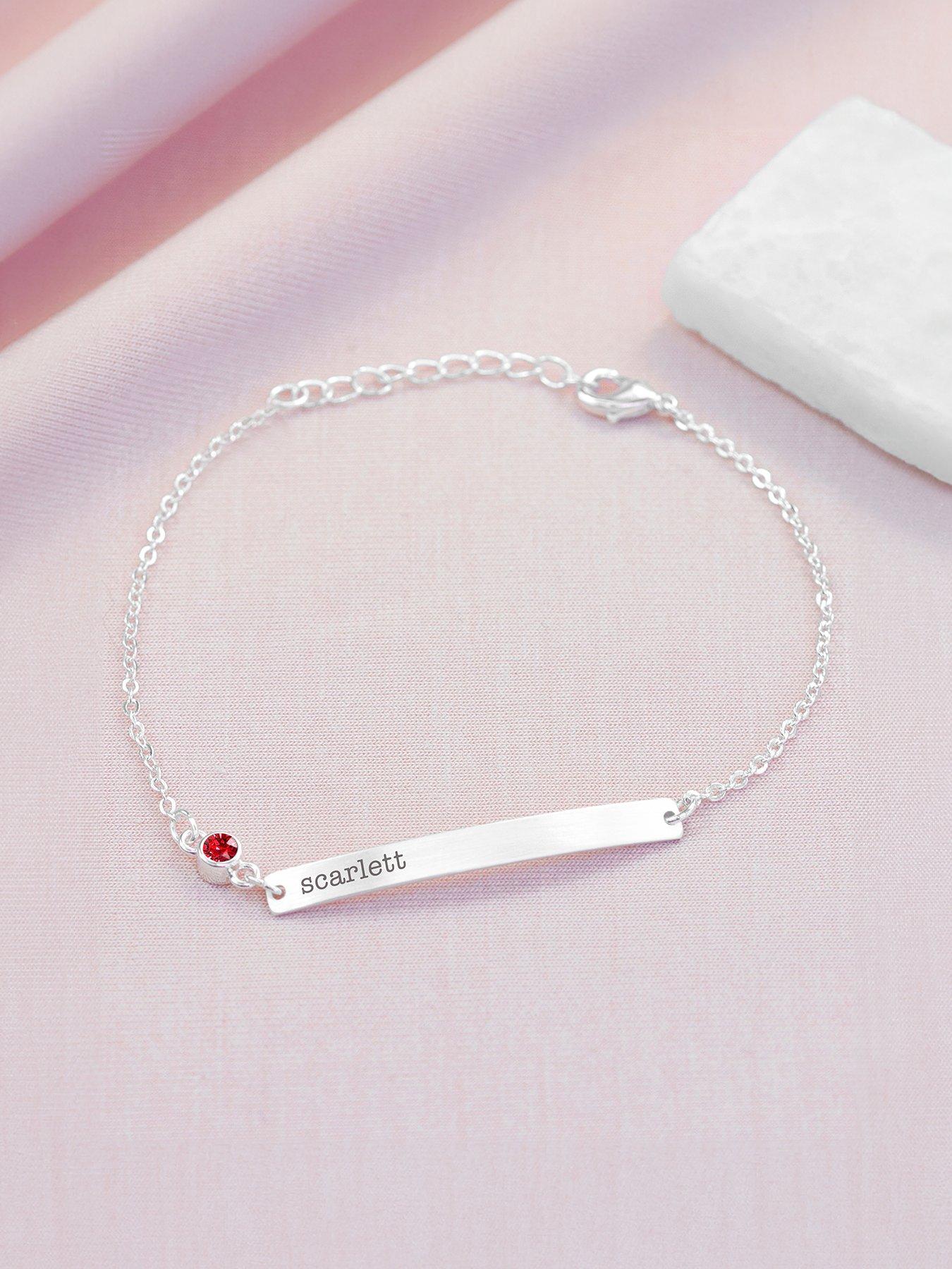Treat Republic Personalised Silver Plated Birthstone Crystal Bracelet