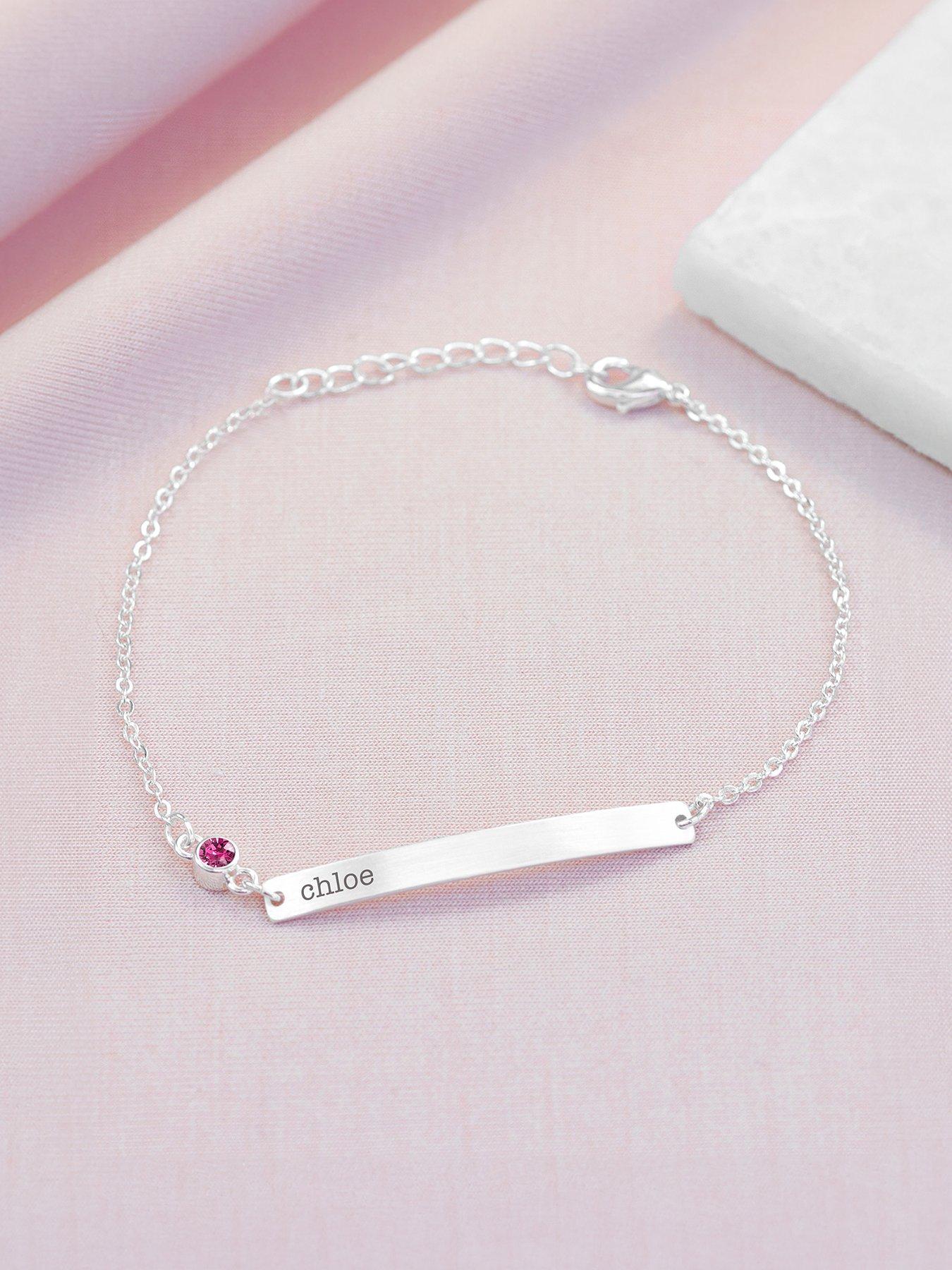 Treat Republic Personalised Silver Plated Birthstone Crystal Bracelet
