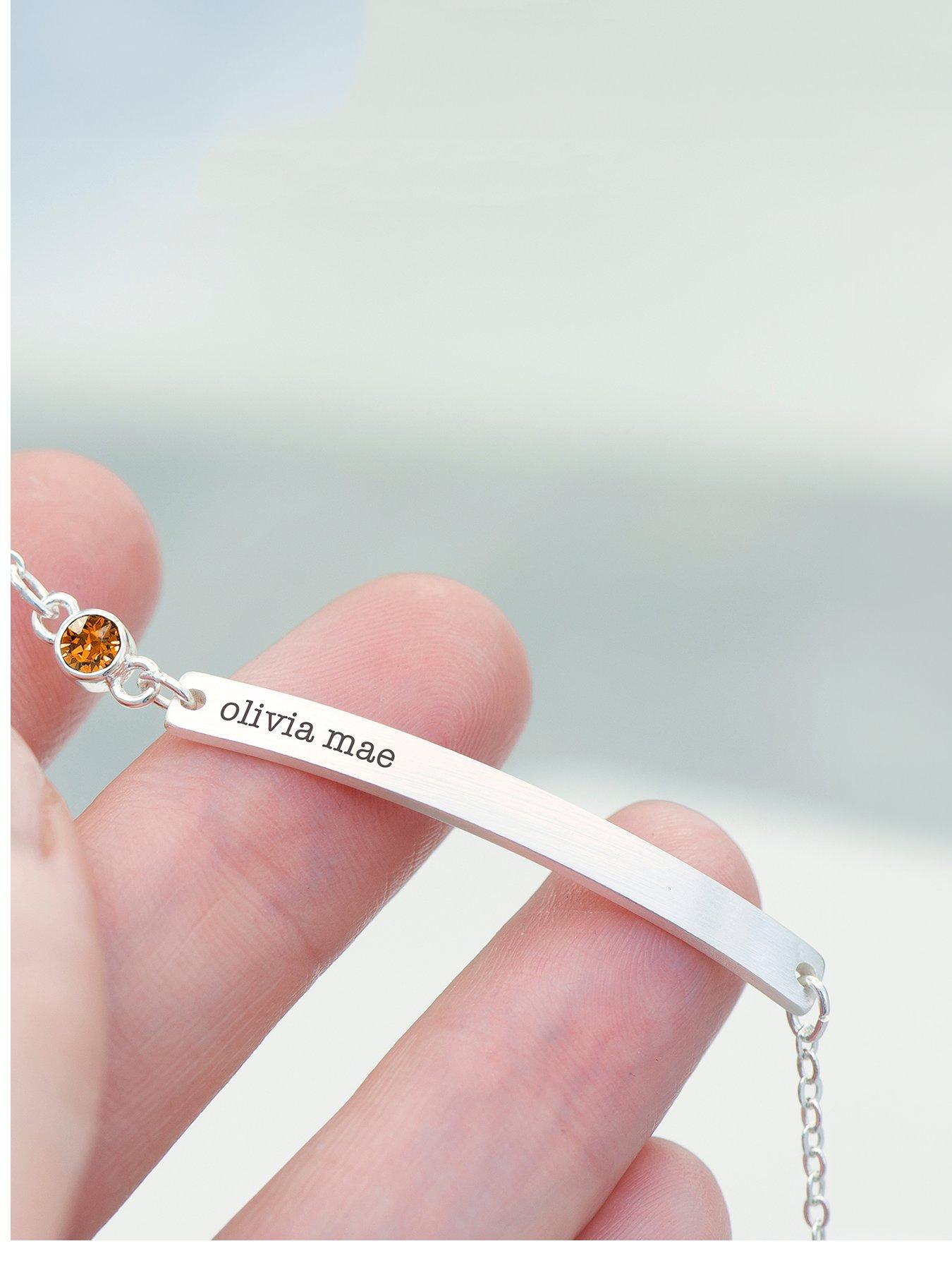 Treat Republic Personalised Silver Plated Birthstone Crystal Bracelet