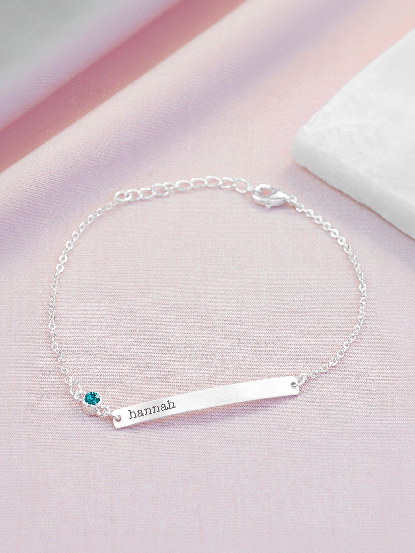 Treat Republic Personalised Silver Plated Birthstone Crystal Bracelet