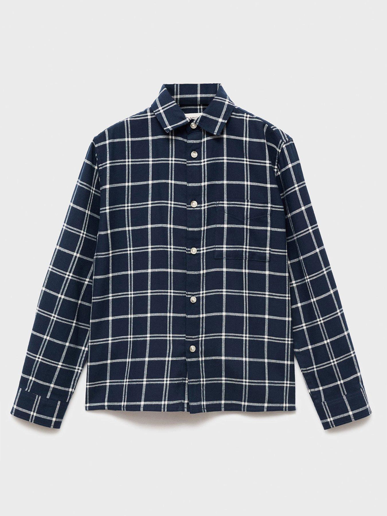 Mango Boys Long Sleeve Check Shirt - Navy