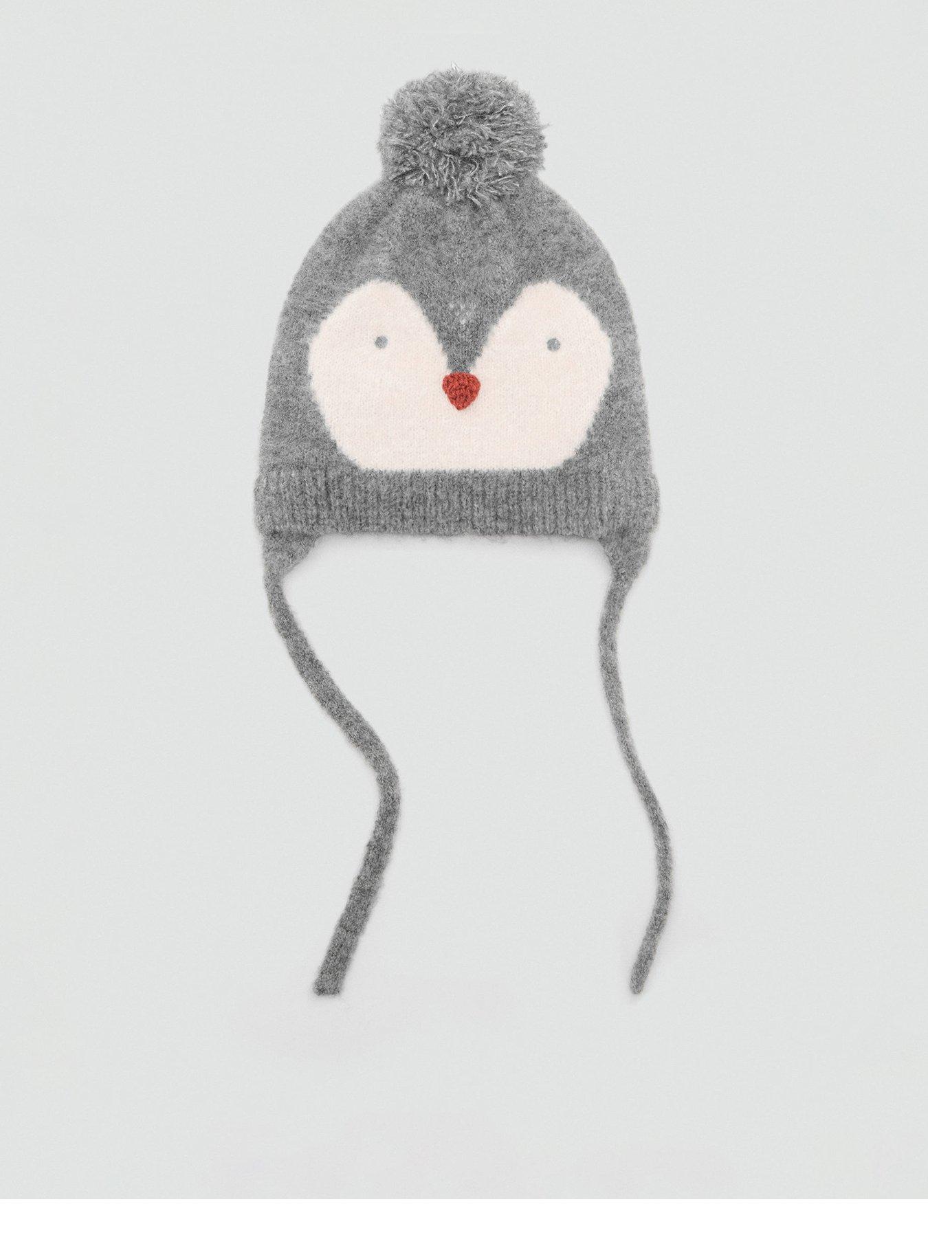 Image 1 of 3 of Mango Younger Boys Penguin Knitted Co-Ord Hat - Grey