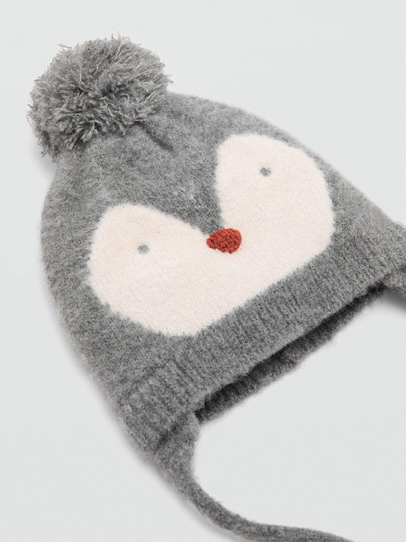 Image 2 of 3 of Mango Younger Boys Penguin Knitted Co-Ord Hat - Grey