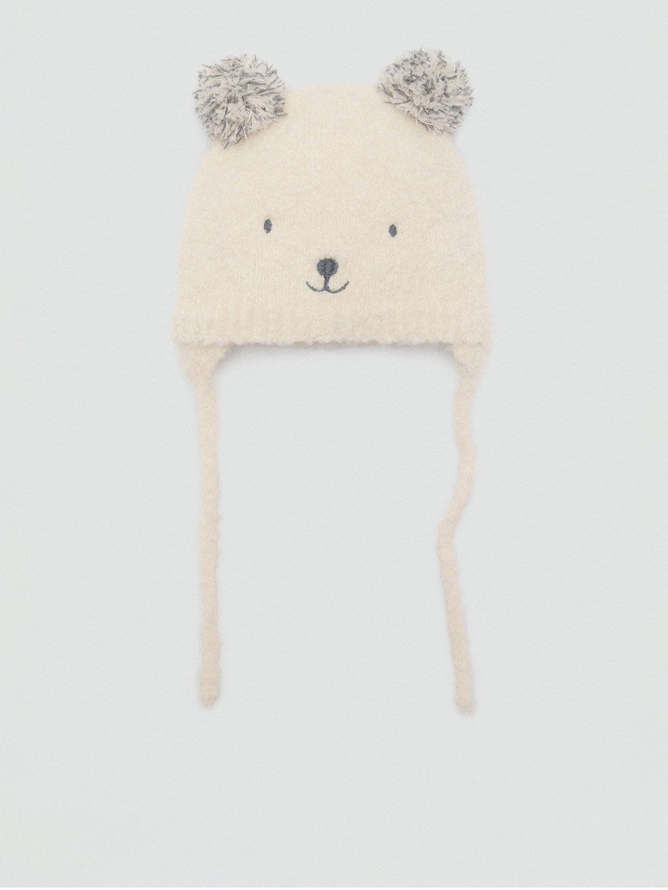 Mango Younger Girls Bear Face Co-Ord Hat - Cream