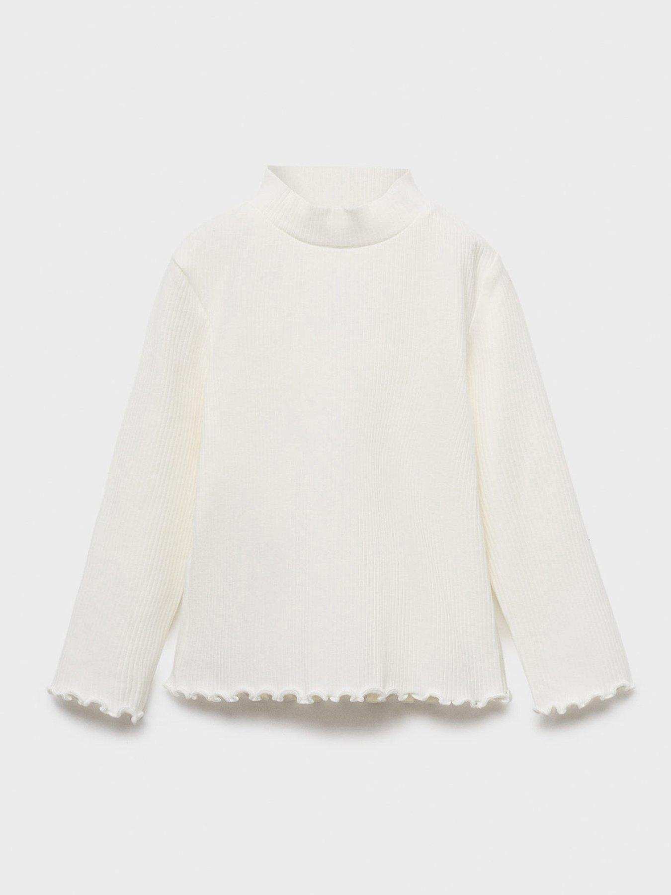 Mango Younger Girls Turtle Neck Long Sleeve T-Shirt - Light Cream