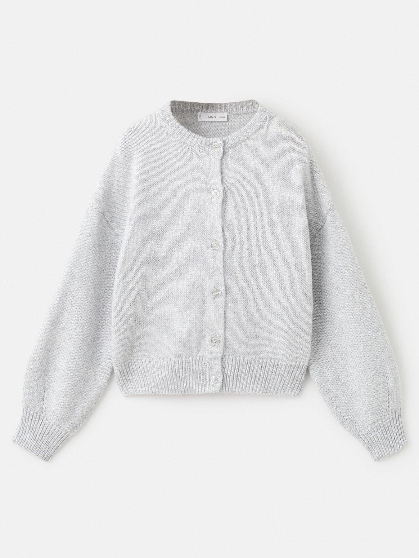 Mango Girls Knitted Cardigan - Light Grey