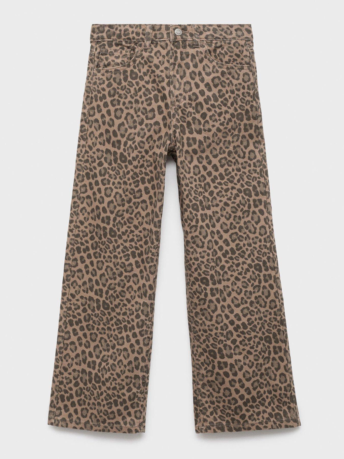 Image of Mango Girls Leopard Print Jeans - Brown