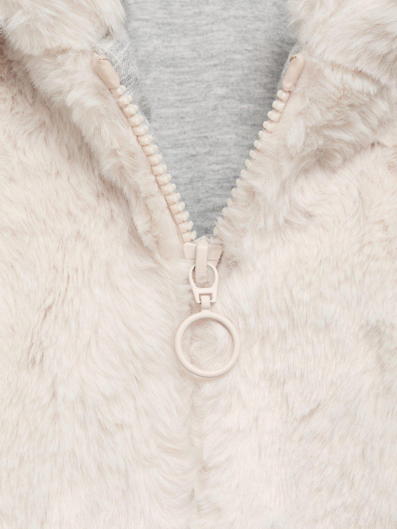 Image 3 of 4 of Mango Girls Faux Fur Hooded Coat - Beige