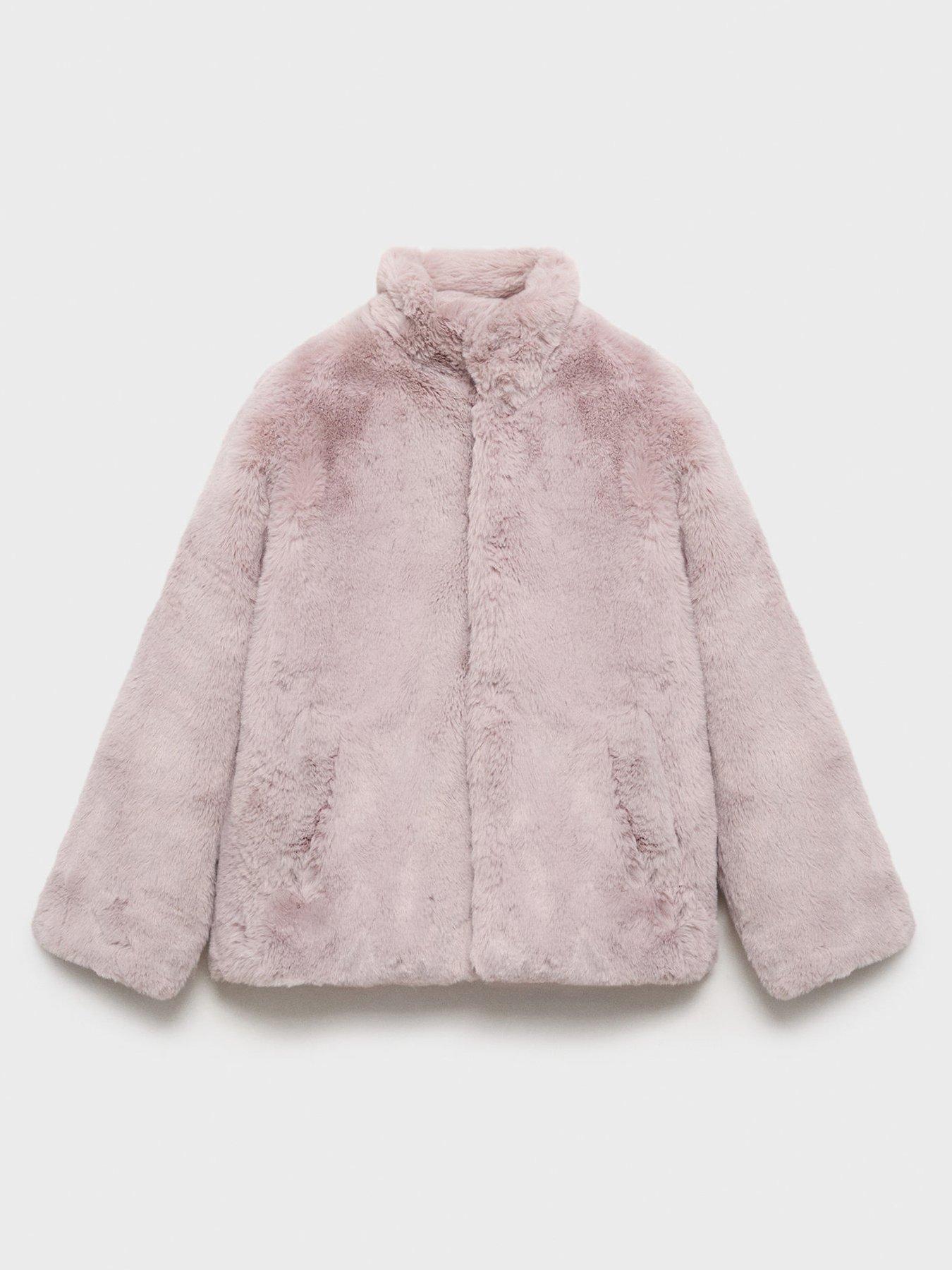 Mango Girls Faux Fur Coat - Pink