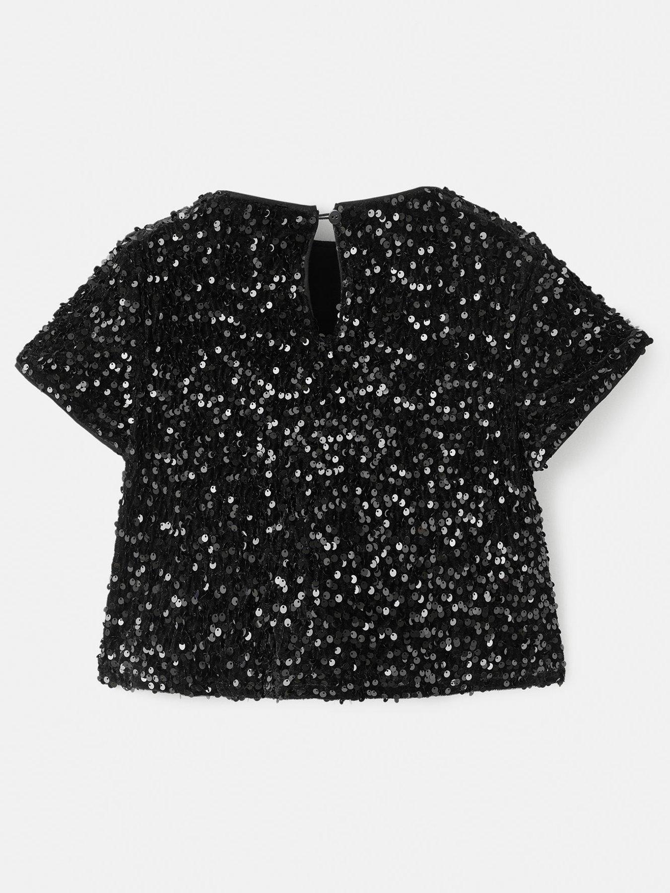 Image 2 of 4 of Mango Girls Sequin Co-Ord Top - Black
