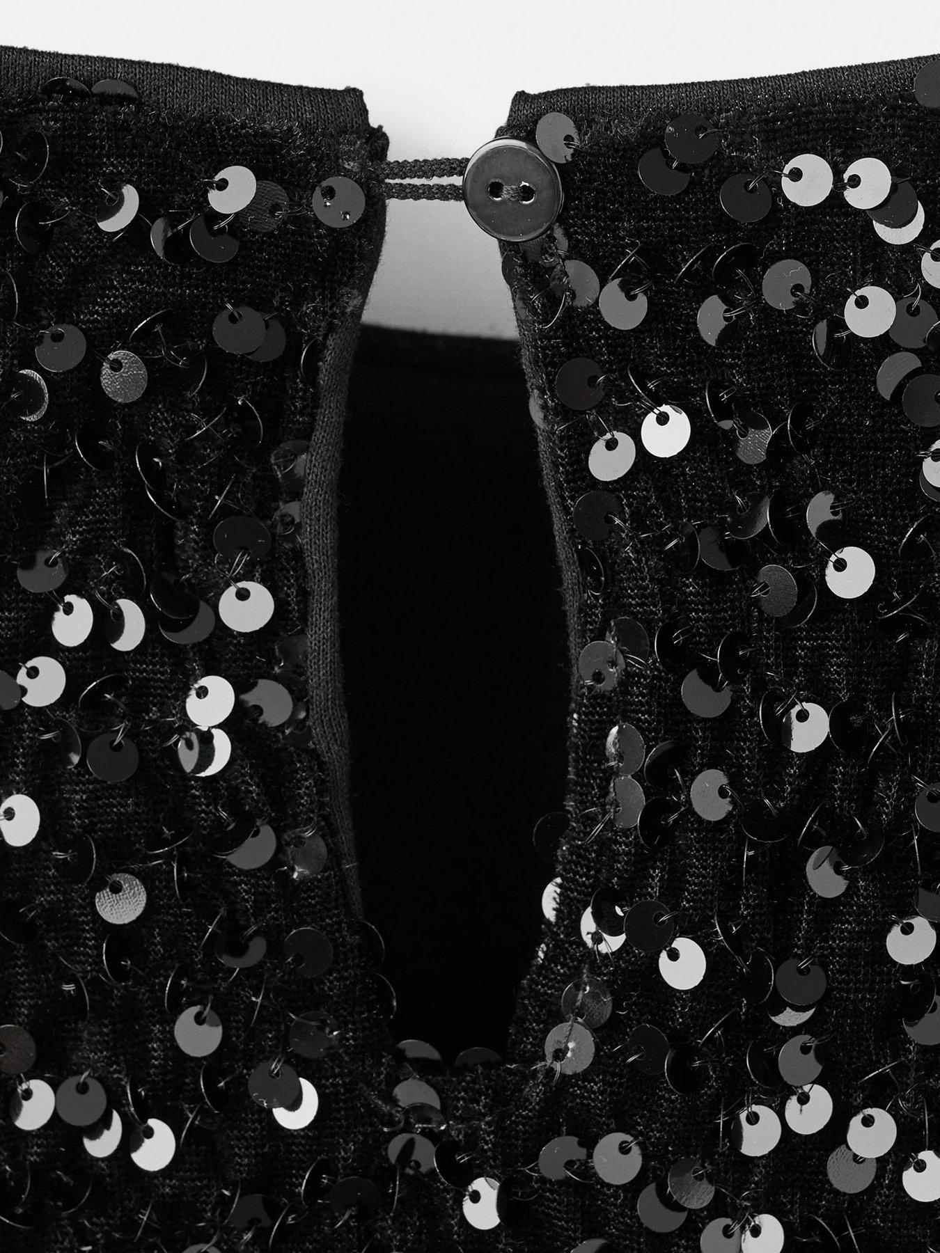 Image 4 of 4 of Mango Girls Sequin Co-Ord Top - Black