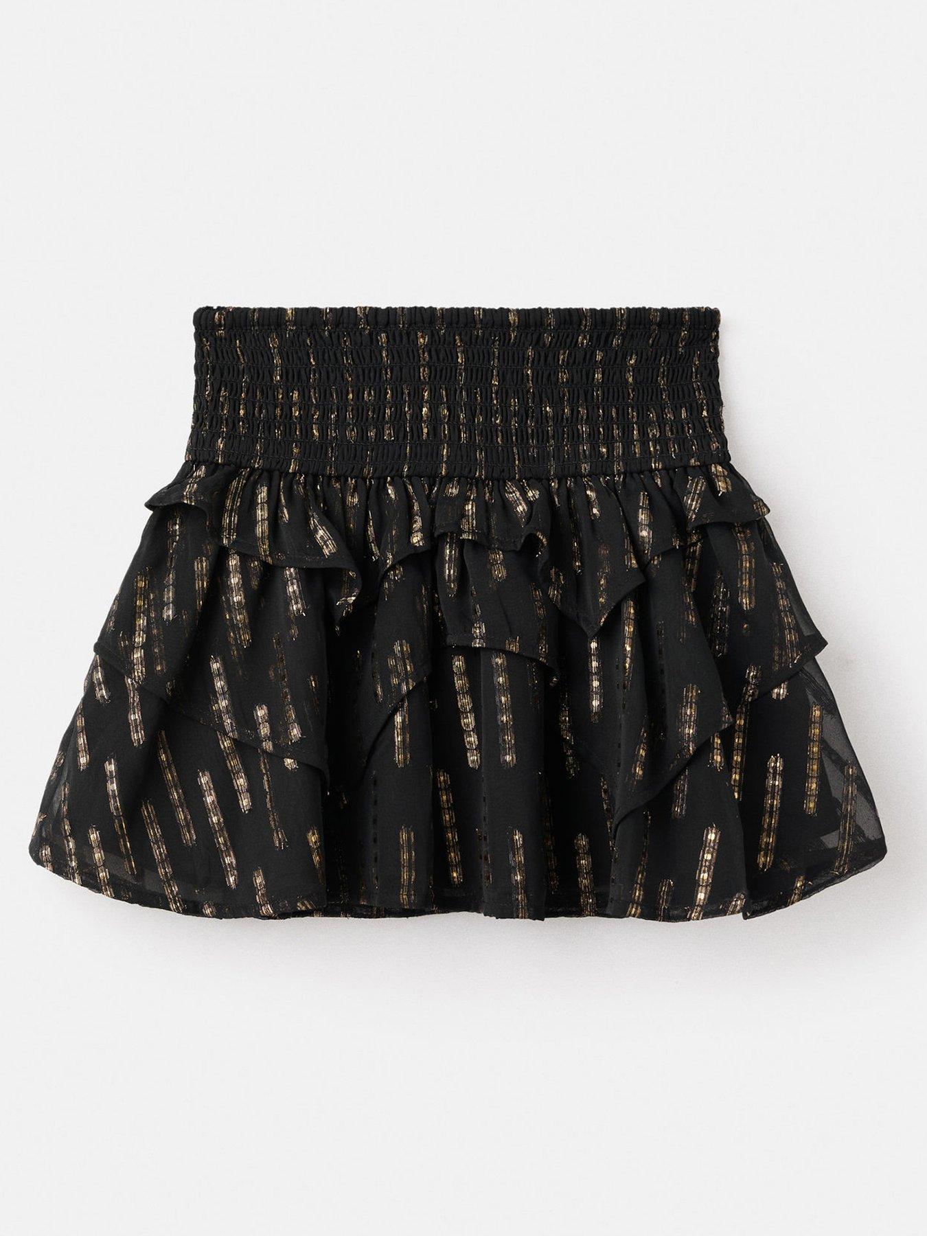 Mango: Girls Metallic Detail Skirt - Black