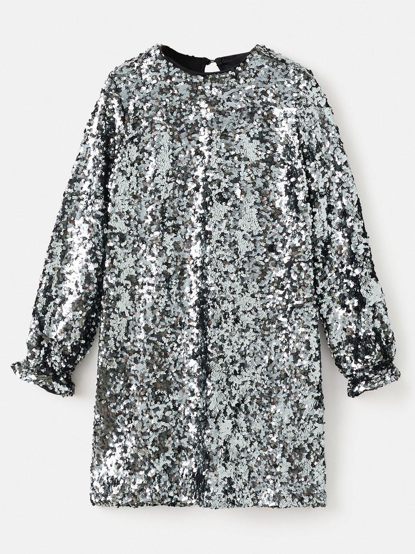 Mango Girls Sequin Long Sleeve Dress - Black