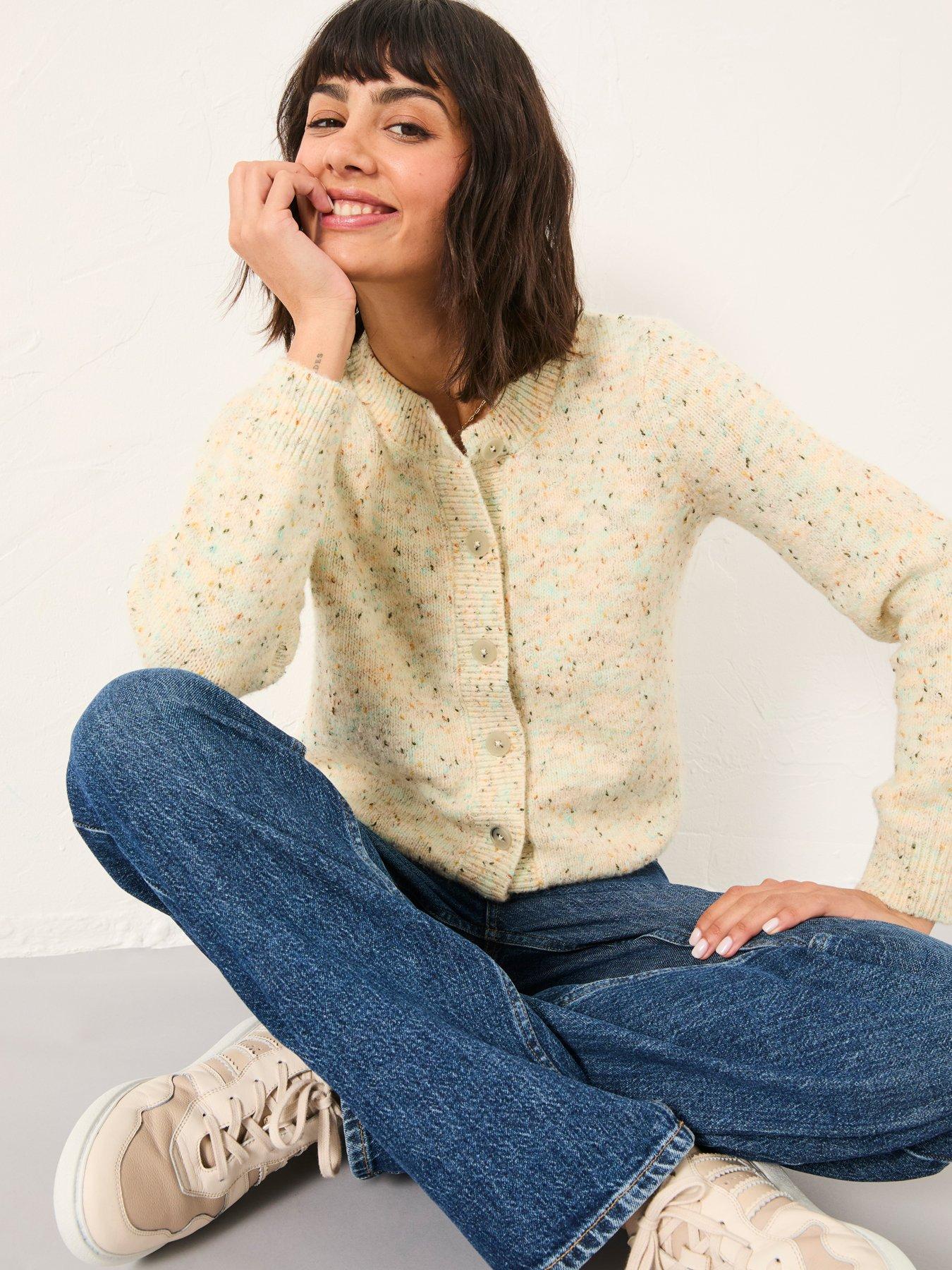 FatFace Faye Fleck Cardigan - Chalk White