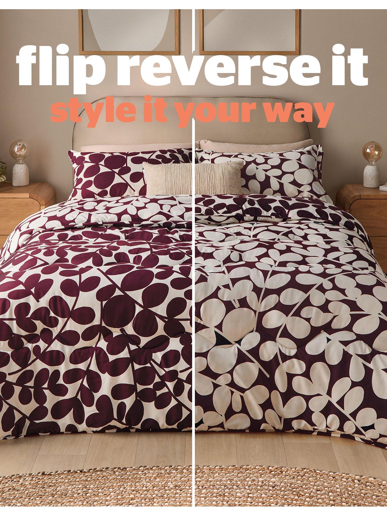Image 6 of 7 of Silentnight Leaf Print Coverless Duvet And Pillowcase Set - Berry