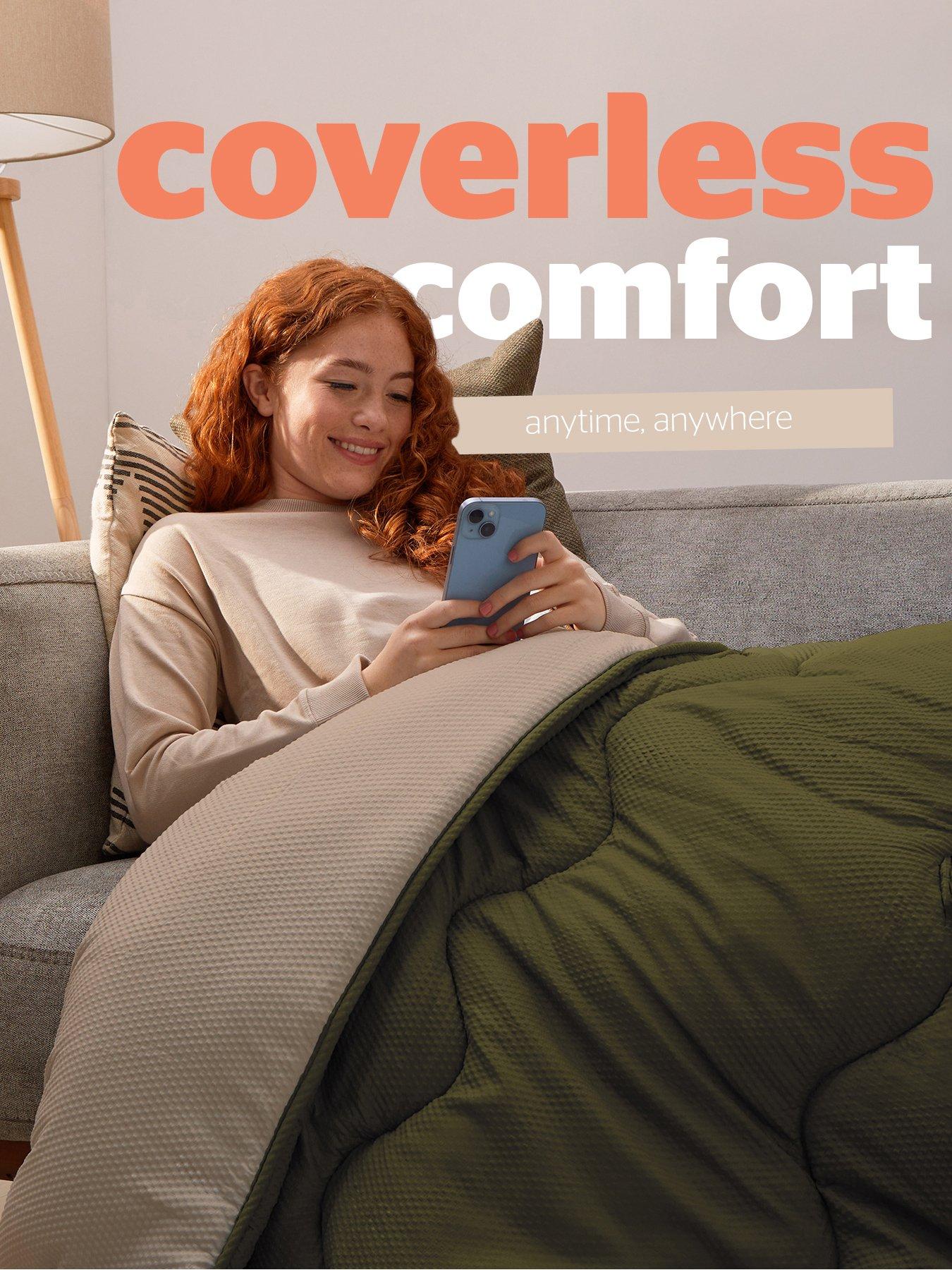 Silentnight Seersucker Coverless Duvet and Pillowcase Set - 10.5 Tog Olive/Natural