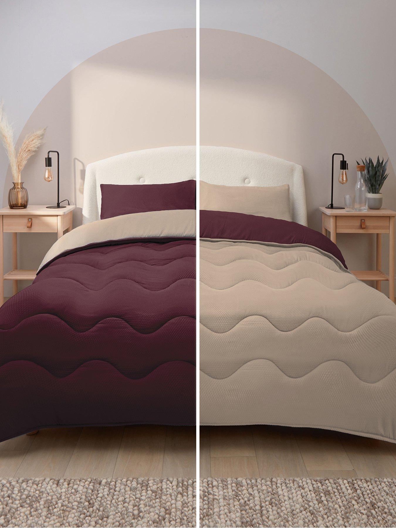 Silentnight Seersucker Coverless Duvet And Pillowcase Set - 10.5 Tog Berry/Natural