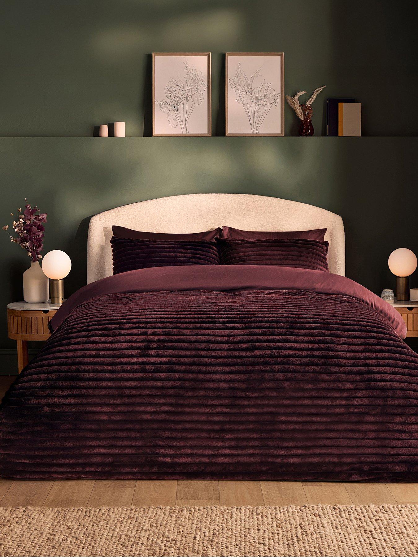 undefined Ribbed Faux Fur Duvet Cover Set