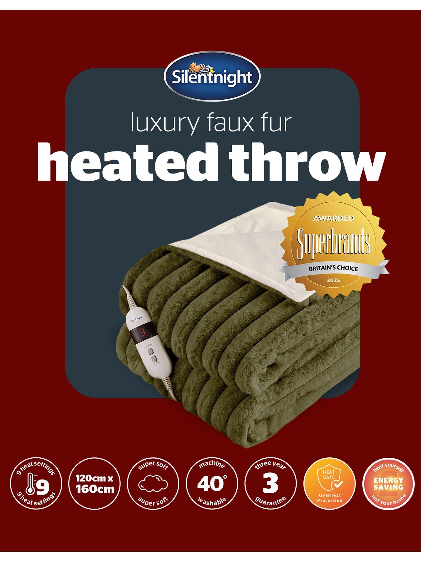 Image 7 of 7 of Silentnight Faux Fur Ribbed Heated Throw - Forest Green/olive