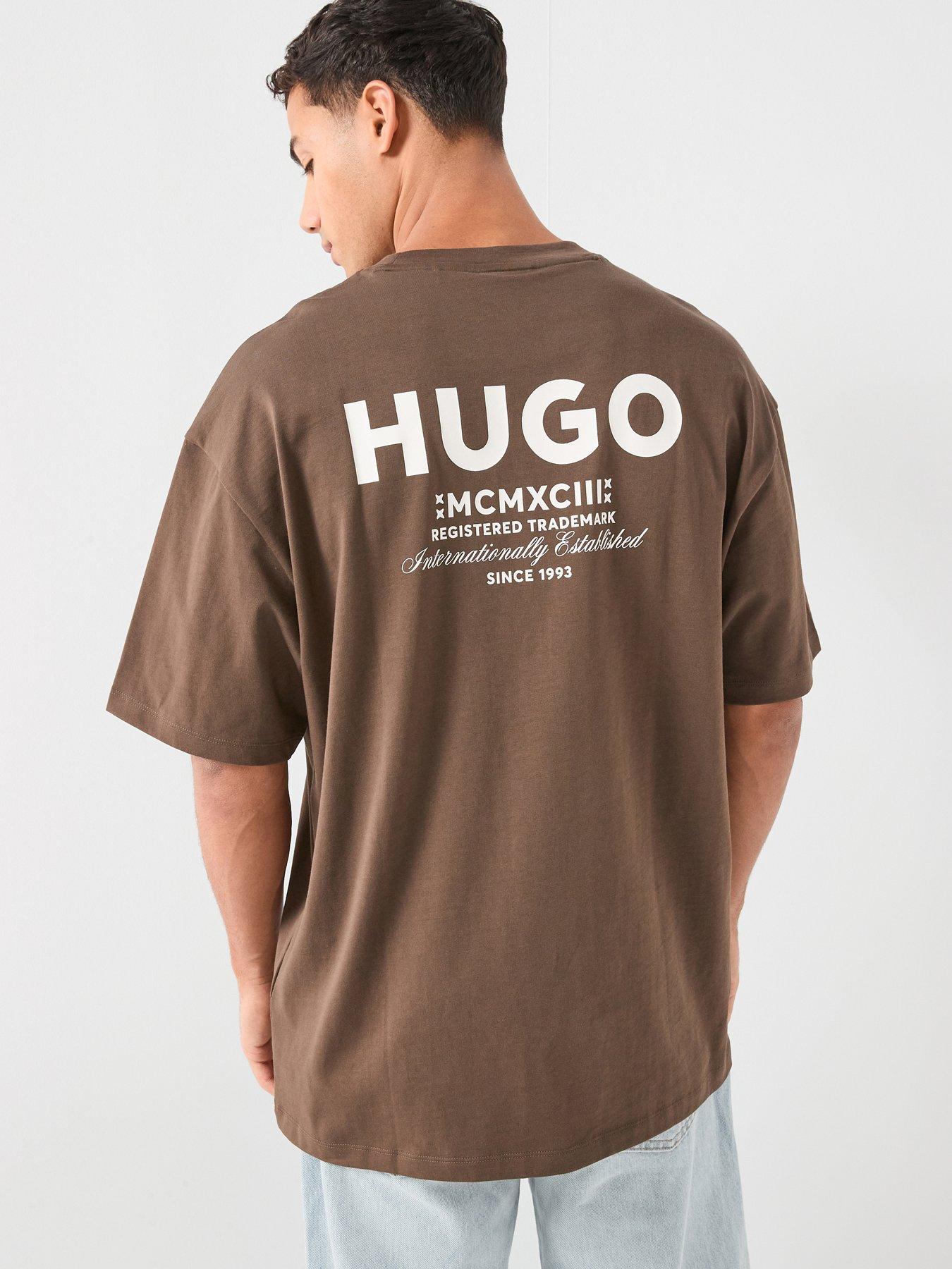 HUGO Blue Nalono Oversized Fit T-Shirt - Brown