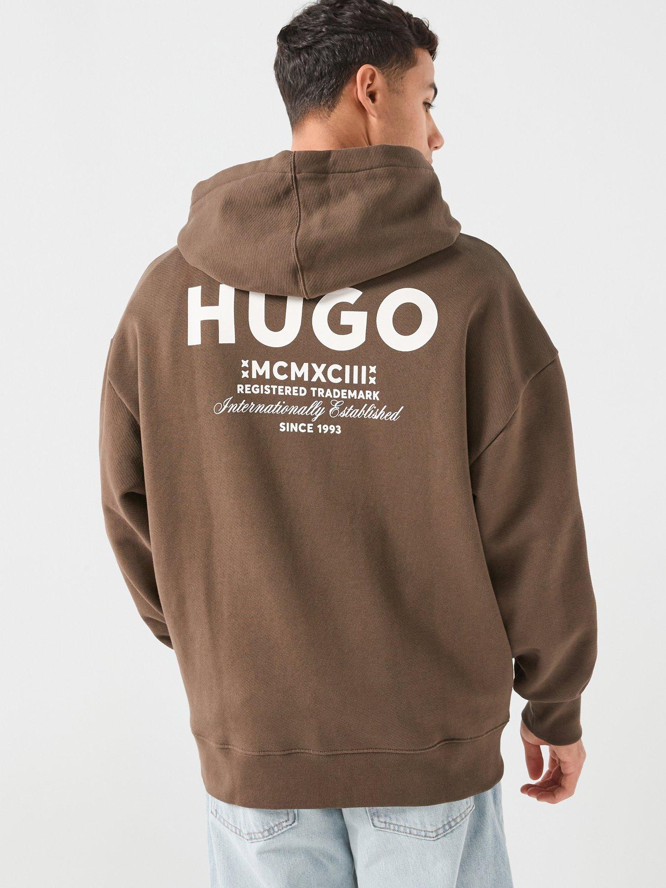 HUGO Blue Nazardo Loose Fit Hoodie - Brown