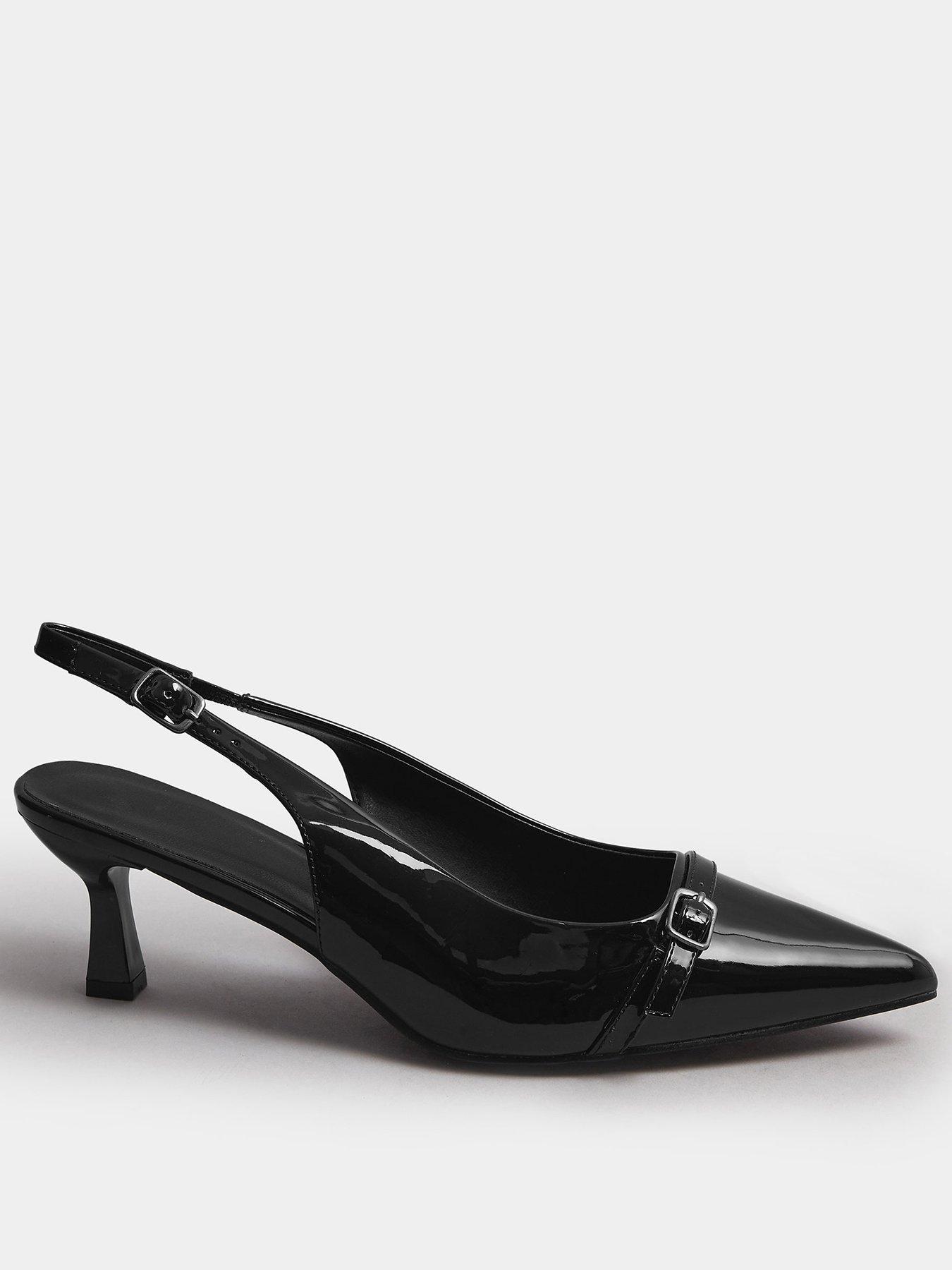 Yours Extra Wide Fit Slingback Buckle Court Heel - Black