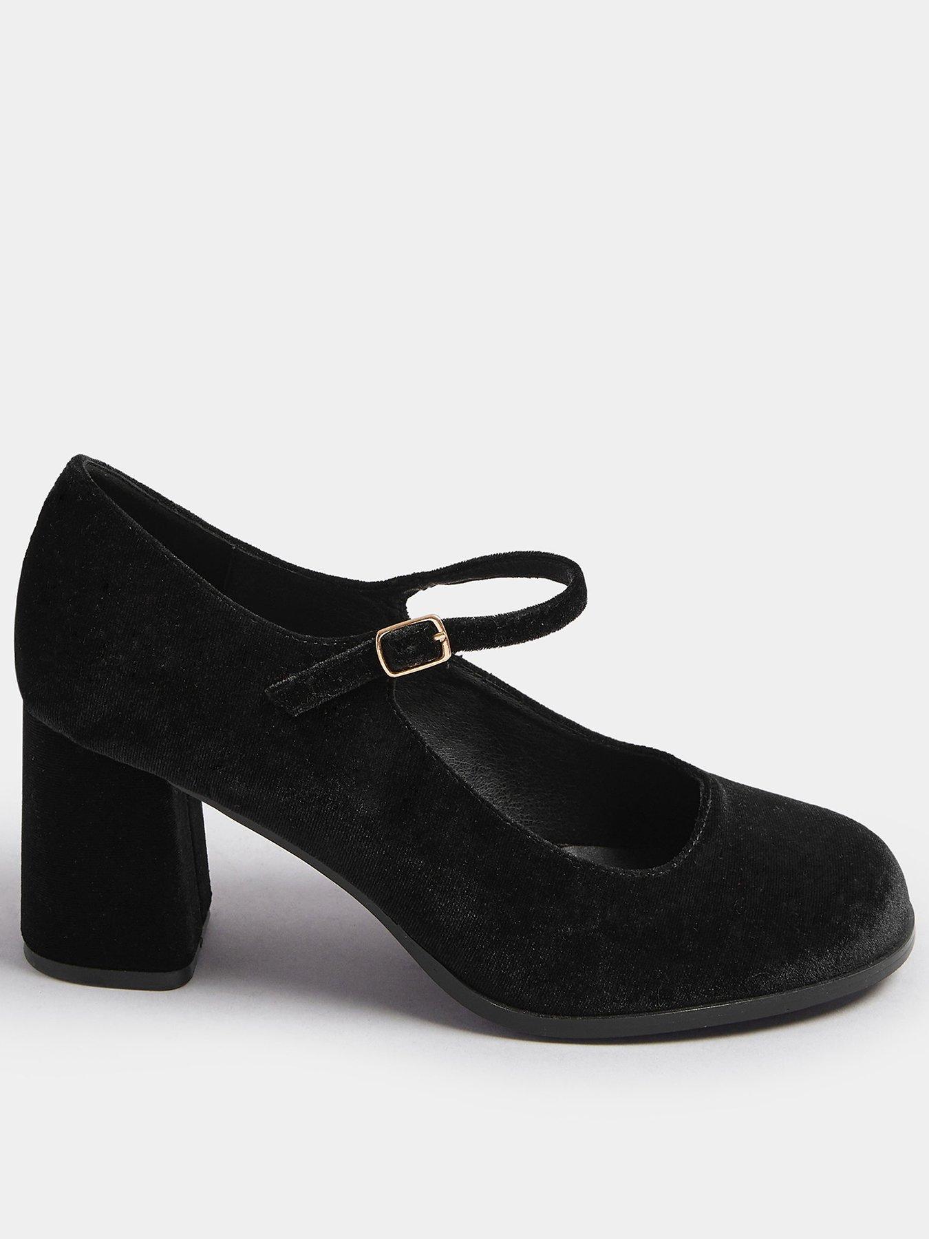 undefined Extra Wide Fit Velvet Mary Jane - Black