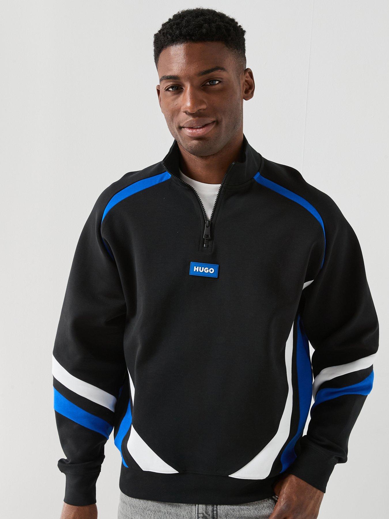 HUGO Blue Naloneck Oversized Fit Crew Sweater - Black