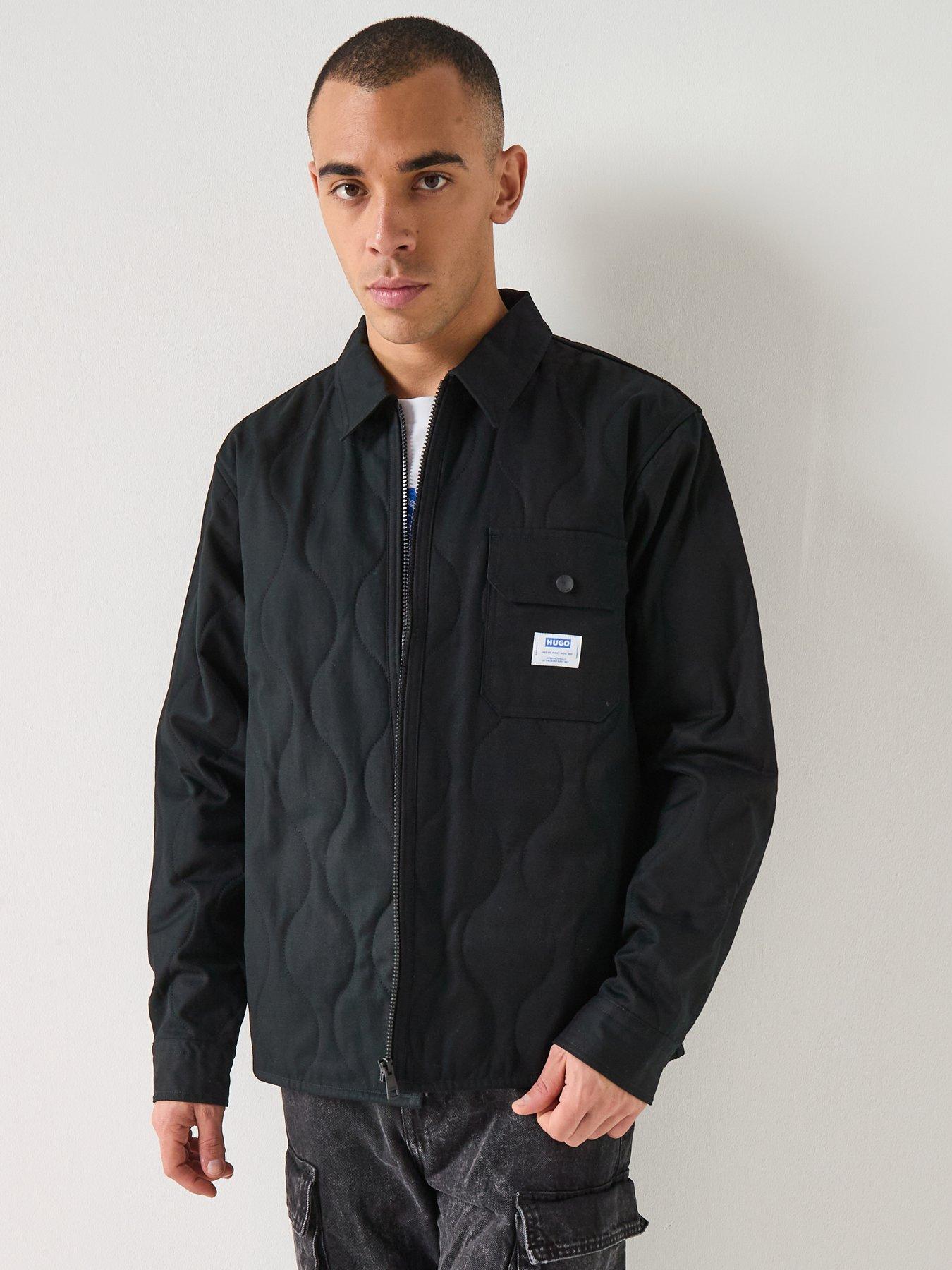 HUGO Blue Ebey Relaxed Fit Quilted Zip Jacket - Black