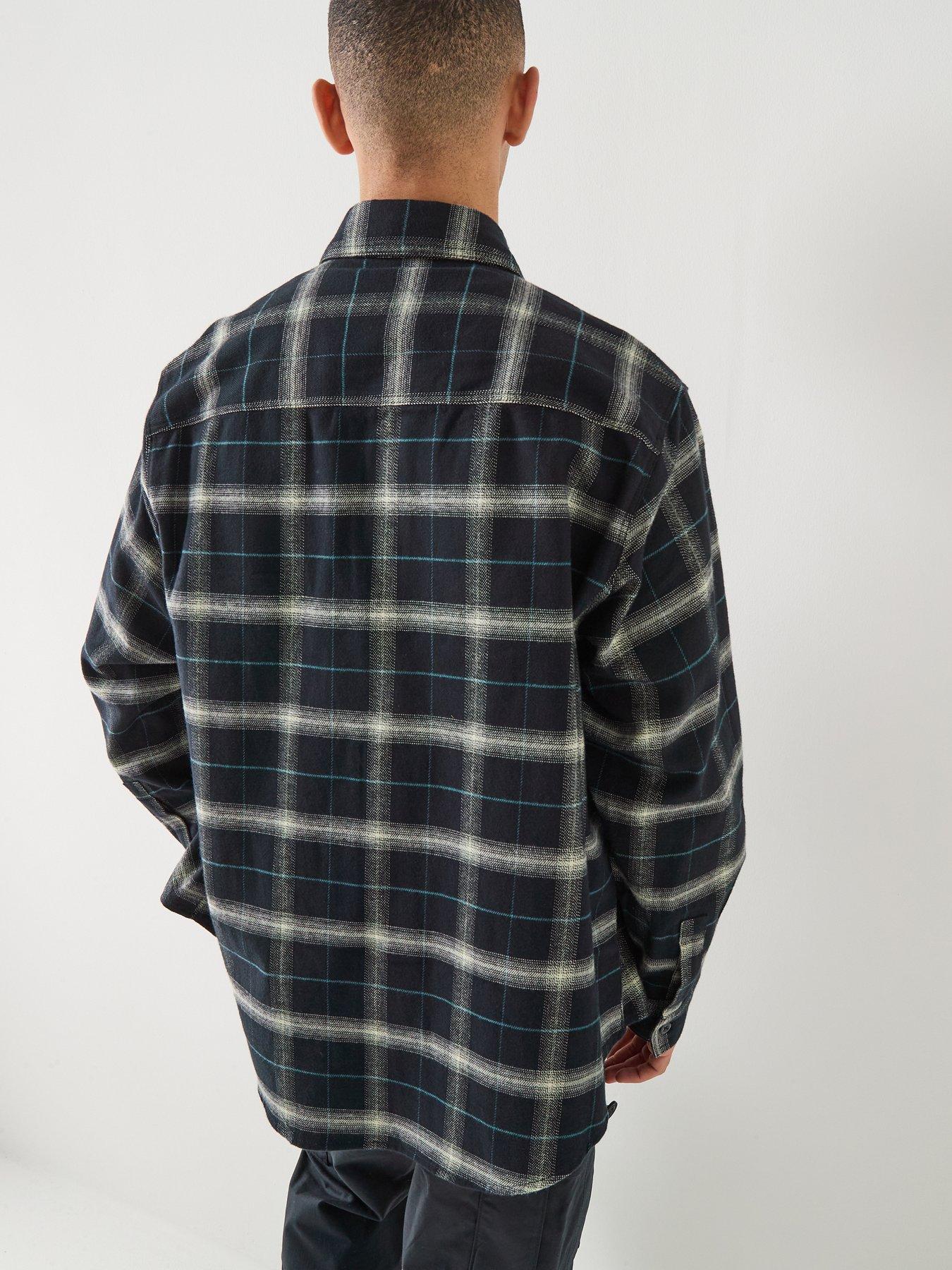 Image 2 of 6 of HUGO Blue Ebolt Loose Fit Checked Overshirt - Black