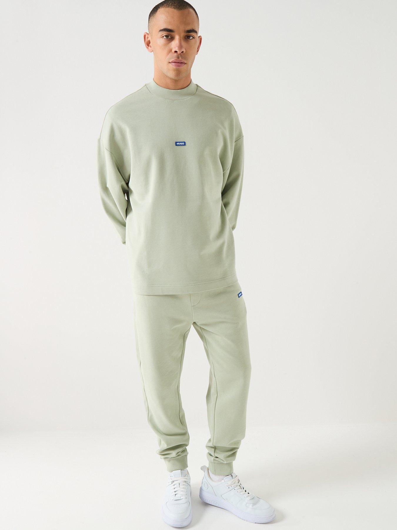Image 3 of 6 of HUGO Blue Nedro Regular Fit Crew Sweatshirt - Light Green