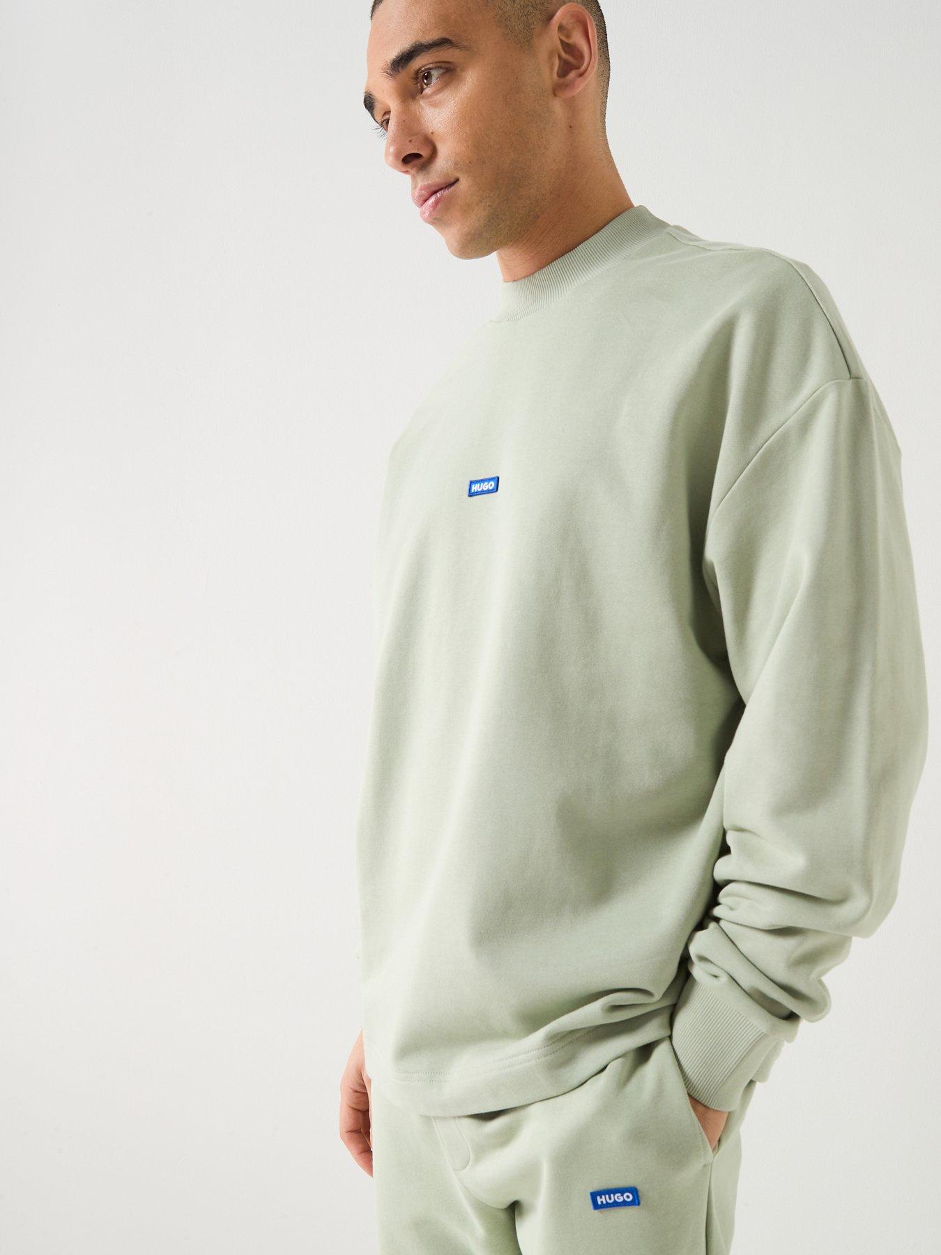 Image 4 of 6 of HUGO Blue Nedro Regular Fit Crew Sweatshirt - Light Green