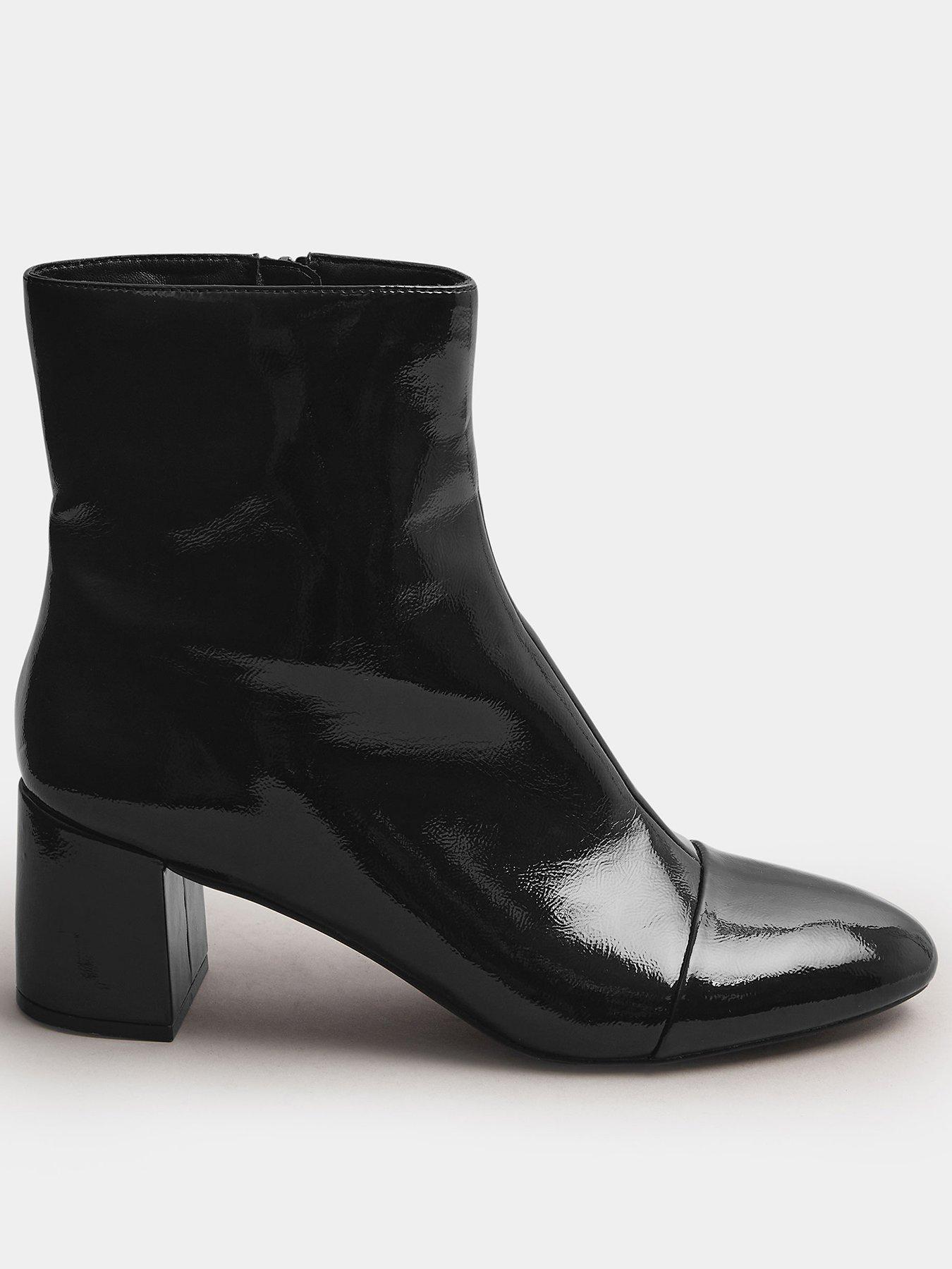 Long Tall Sally Patent Block Heel Boot - Black
