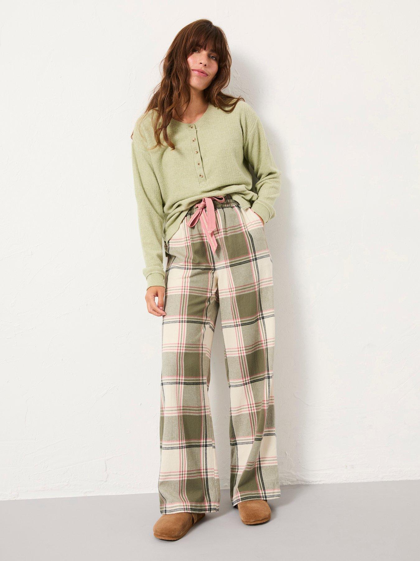 FatFace Lola Check Pants - Green